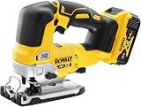 DEWALT - Scie Sauteuse à Poignée Supérieure Brushless XR 18V 5 Ah - DCS334P2-QW - Scie sans Fil avec Coffret TSTAK, 2 Batteries et Chargeur - Courses à Vide 3200tr/min - Coupe Bois 135mm / Acier 10mm - 2