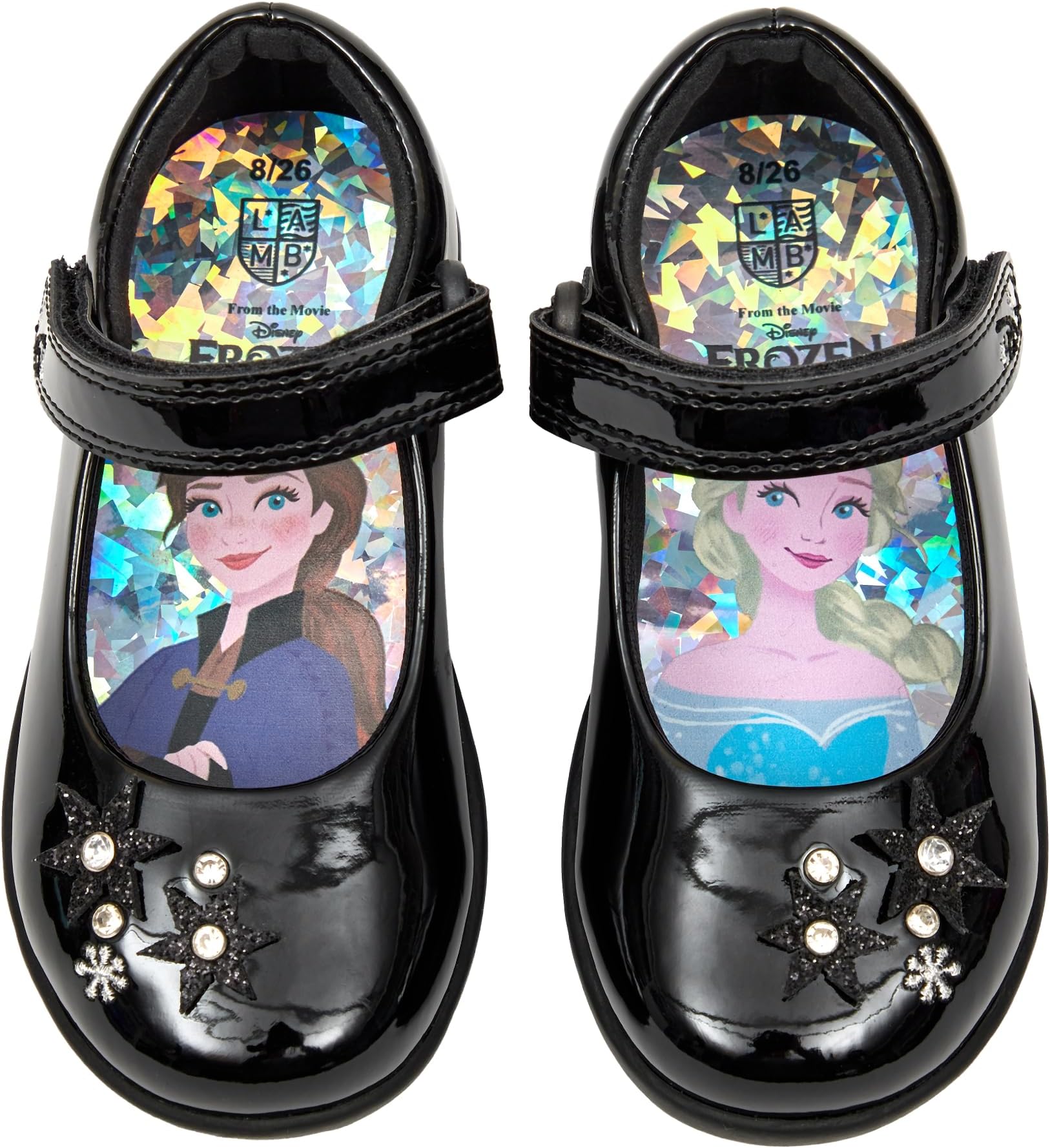 LAMBGirls School Shoes - Frozen Mary Jane Shoes, Black - Durable, Scuff Resistant Patent PU - Children's Footwear Since 1887