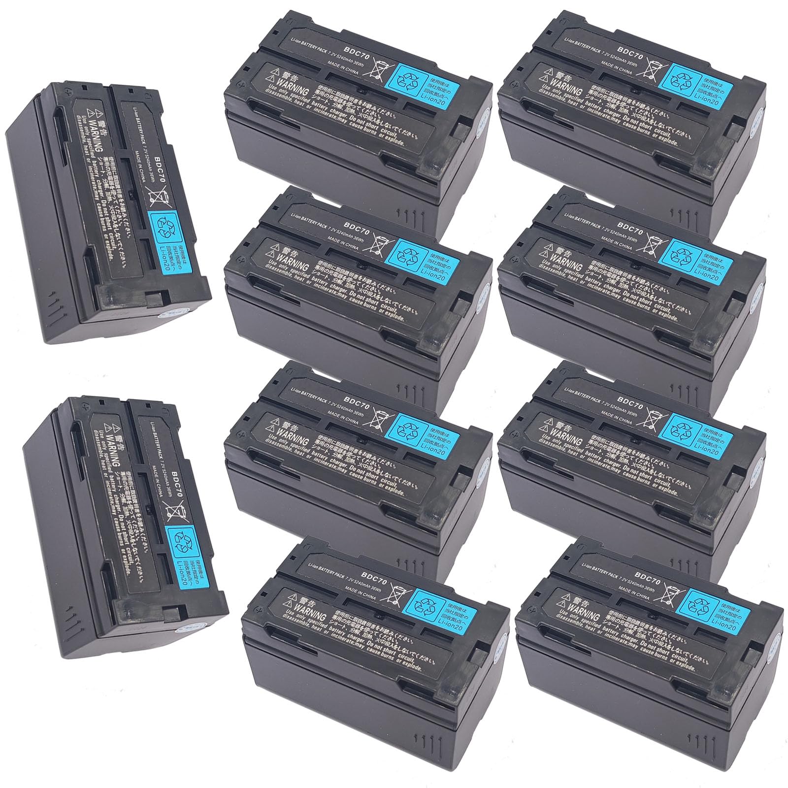 LINHUPAK (10-Pack) BDC70 Li Ion 7.2V 5240mAh Battery for Sokkia Total Stations/GPS, Robotic Total Stations and GNSS Receivers