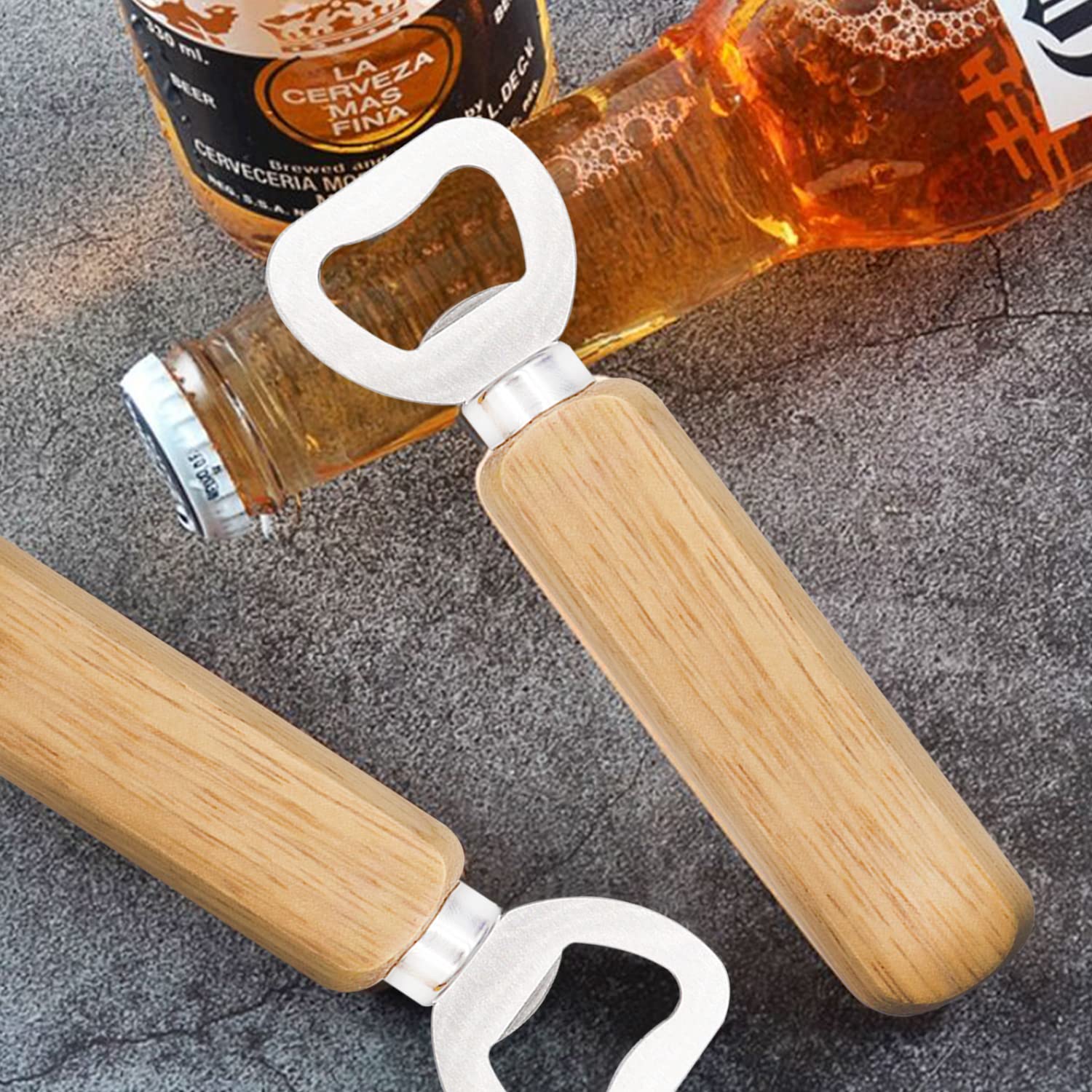 Xizioo Lot De 10 Décapsuleurs En Acier Inoxydable Avec Poign E En Bois Pour Bi Re Soda