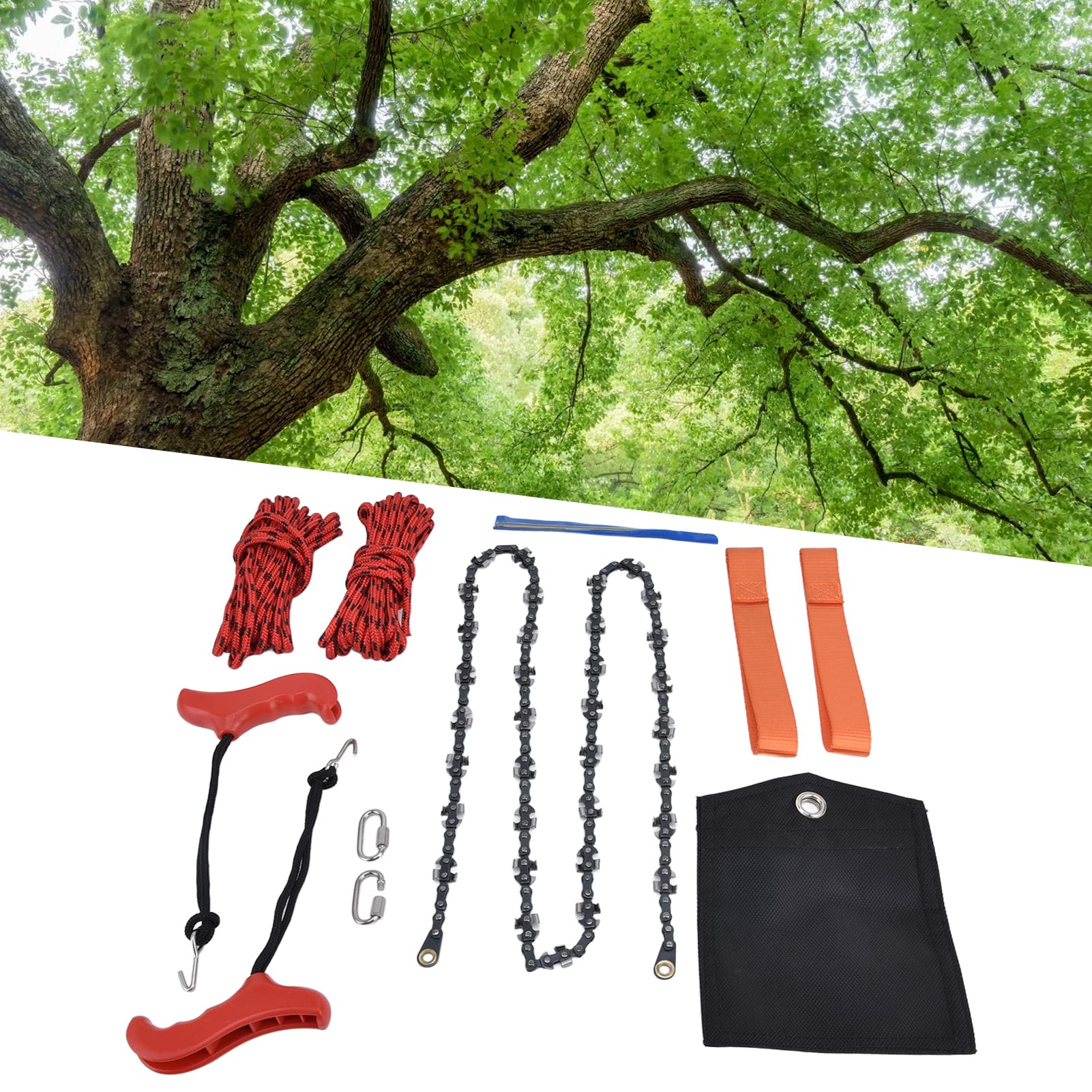 Topyond Tronçonneuse De Poche Pliable Portable – Scie à Chaîne à Corde Manuelle De 133 Cm – Outil De Coupe des Branches D'arbre – Lames De Dents des Deux Côtés, Scie à Arbre à Membres Hauts Pour les A