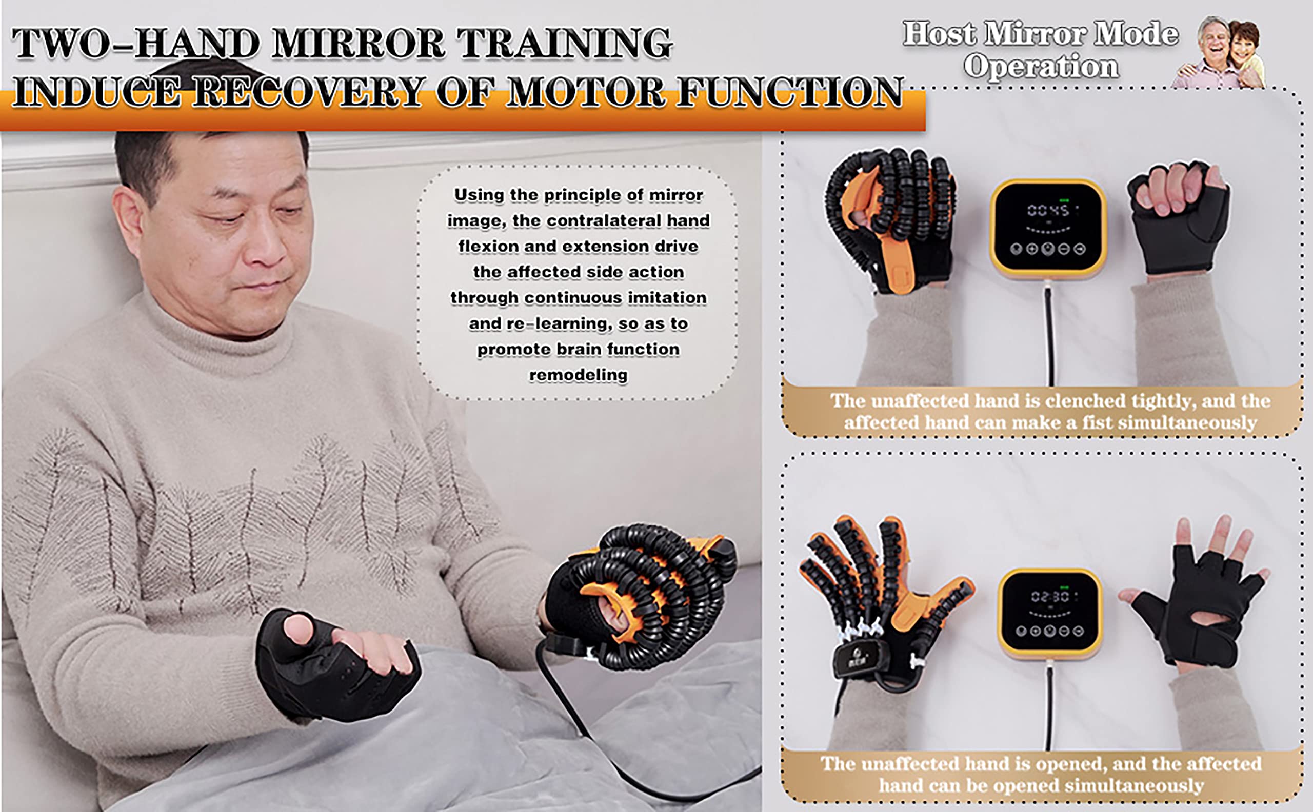Guantes robóticos de rehabilitación de Segunda generación Entrenamiento con los Dedos Férula para la Mano Férula para ambas Manos Equipo de Ejercicio de restauración (Tamaño: Código S, Color: Mano i