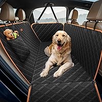 Lantoo Upgraded Dog Hammock Seat Cover for Cars Trucks SUVs - Waterproof Nonslip Black Backseat Protector w/Side Flaps