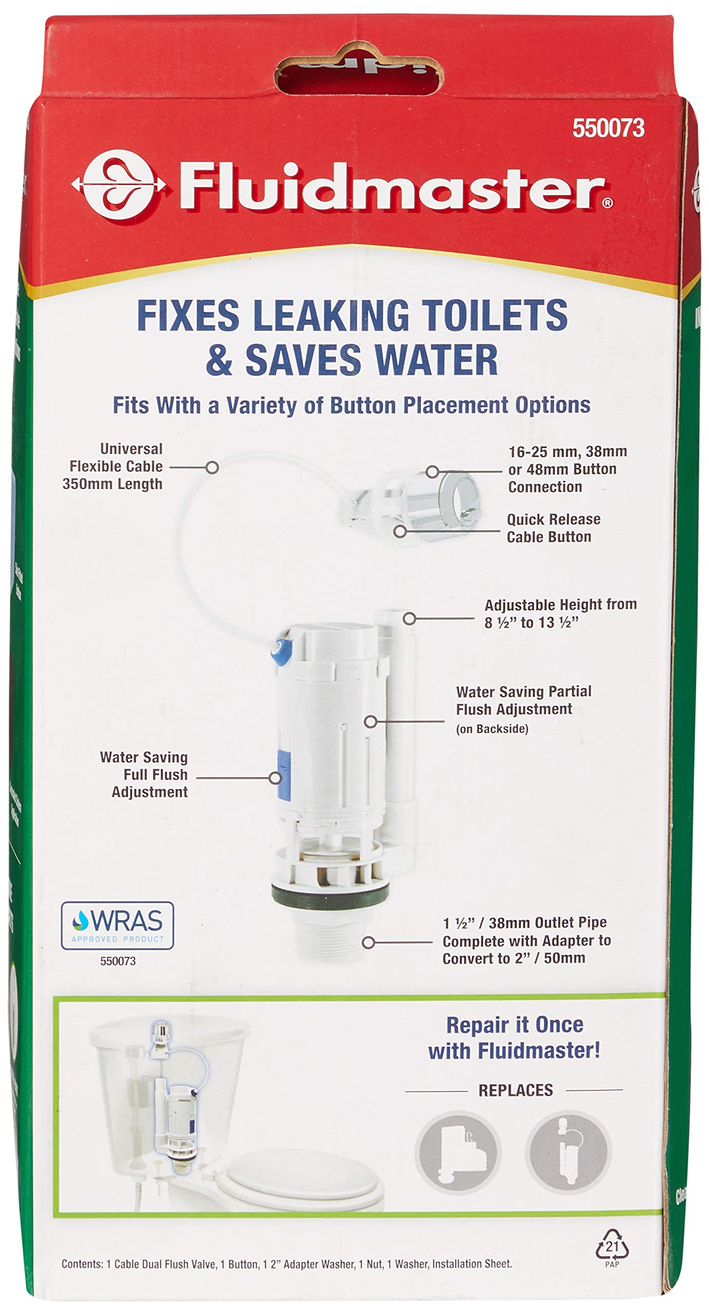 Fluidmaster 550073 550 Flush Valve Toilet Flush Valve White : Amazon.de:  DIY u0026 Tools