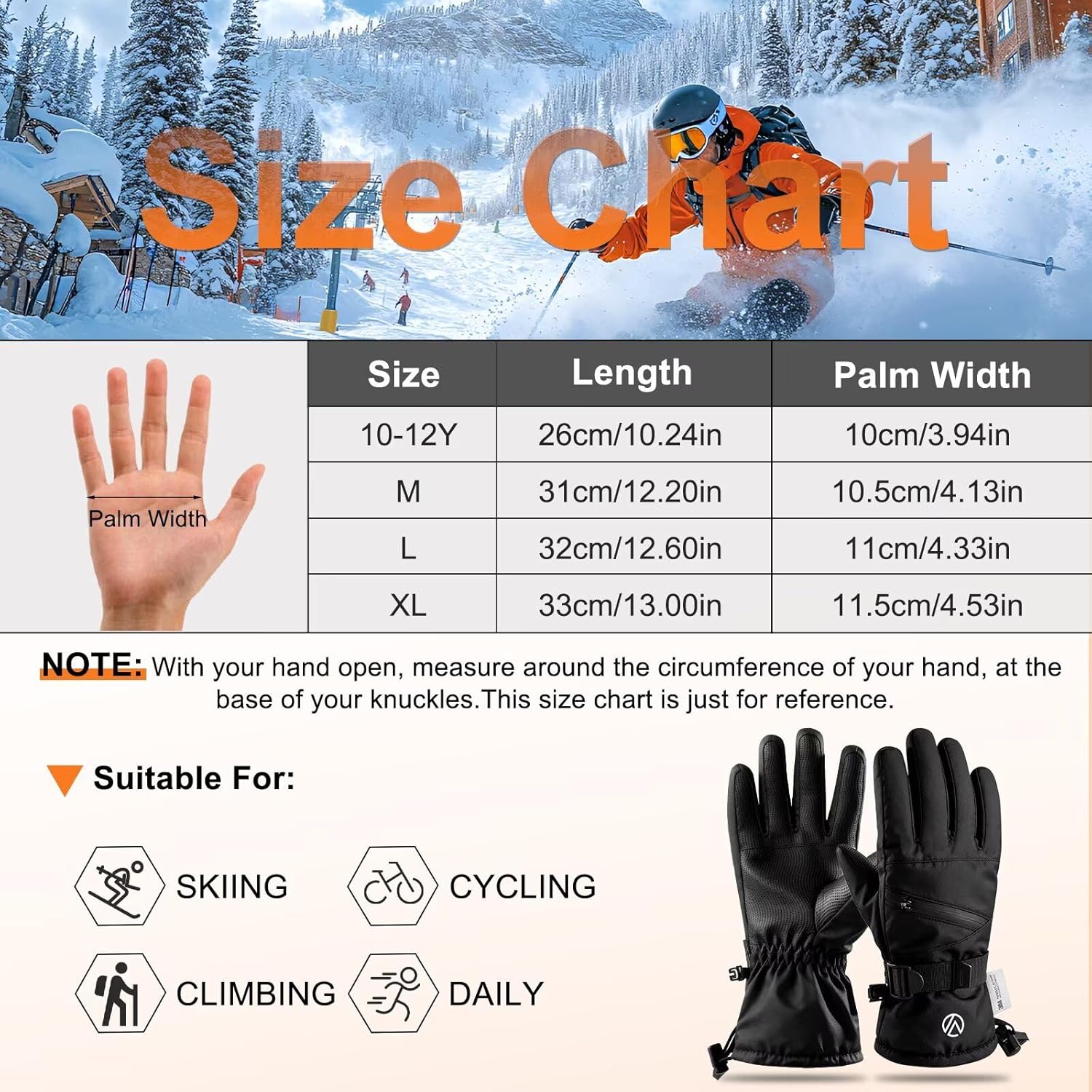 Winter Thermal Gloves for Men Waterproof Ski Warm Gloves Windproof Cold Weather with Touchscreen for Running Cycling - Image 5
