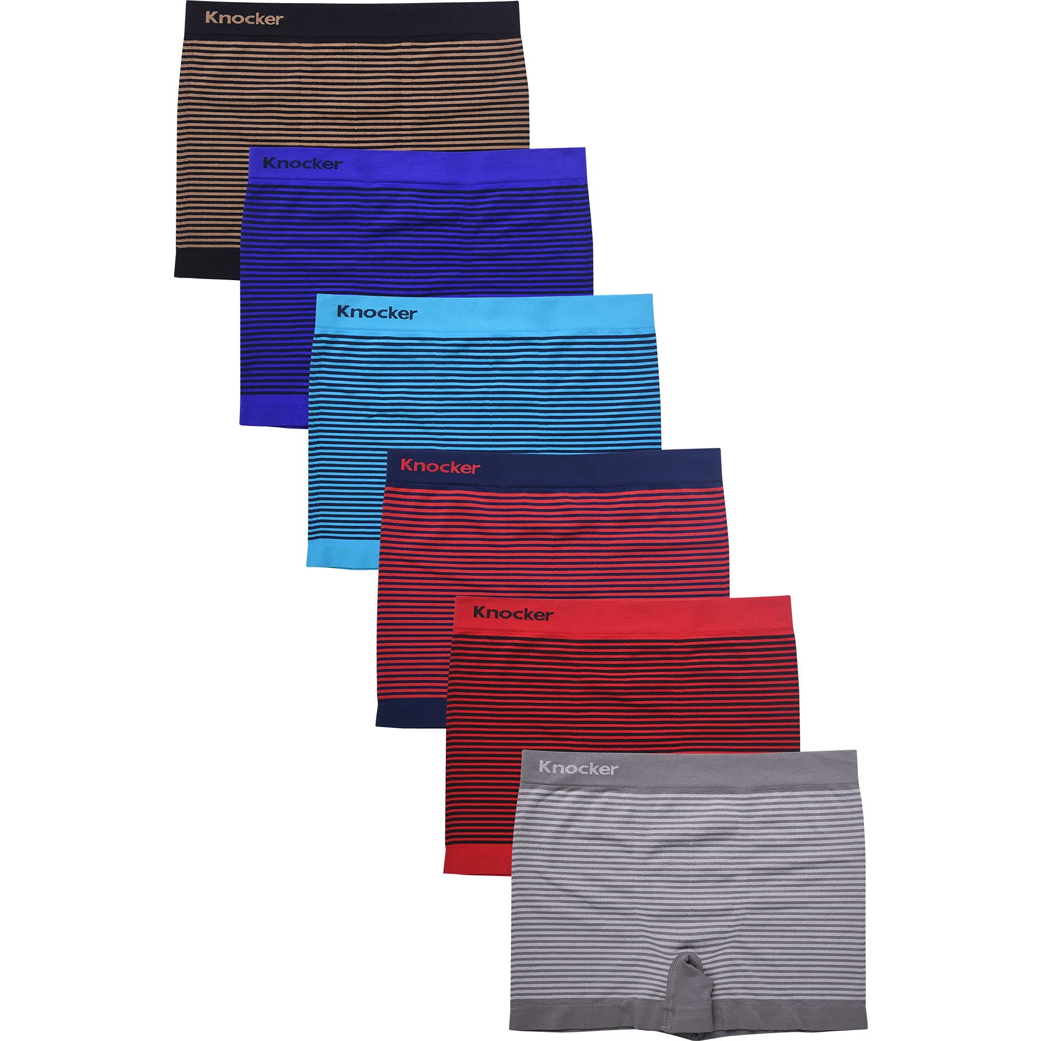 Knocker 6 pk Men`s smooth Athletic Compression Boxer Briefs Underwear One Size