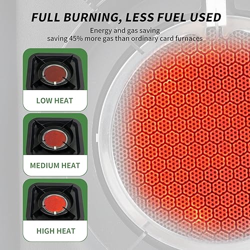 Miniatura 3 de Estufa portátil de campamento, estufa portátil de propano con manguera de gas, diseño cuadrado, verde militar y negro