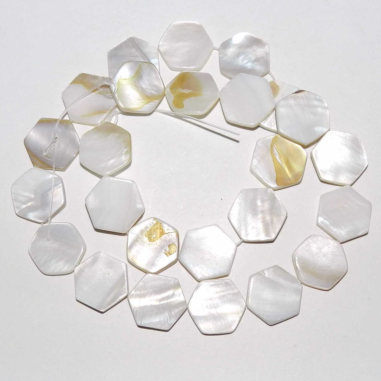 MP1870 Natural White 16mm Flat Hexagon Mother of Pearl Shell Beads 15-Inch Strand for DIY Arts, Crafts, Beading & Jewelry Making