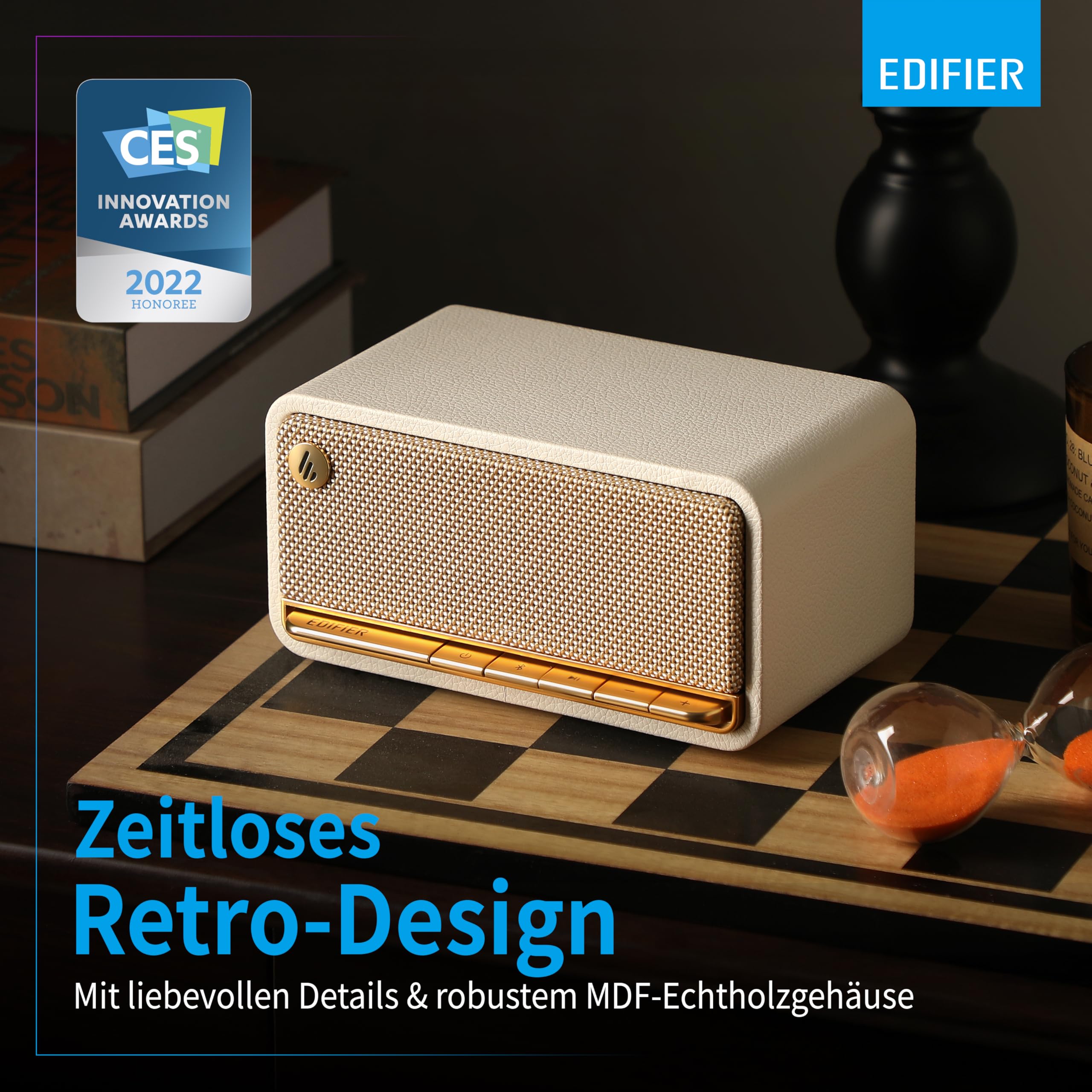 Edifier MP230 - Tragbarer Bluetooth-Lautsprecher im Retro-Design, kabellos. Wiedergabe über Bluetooth, AUX und Micro SD Karte