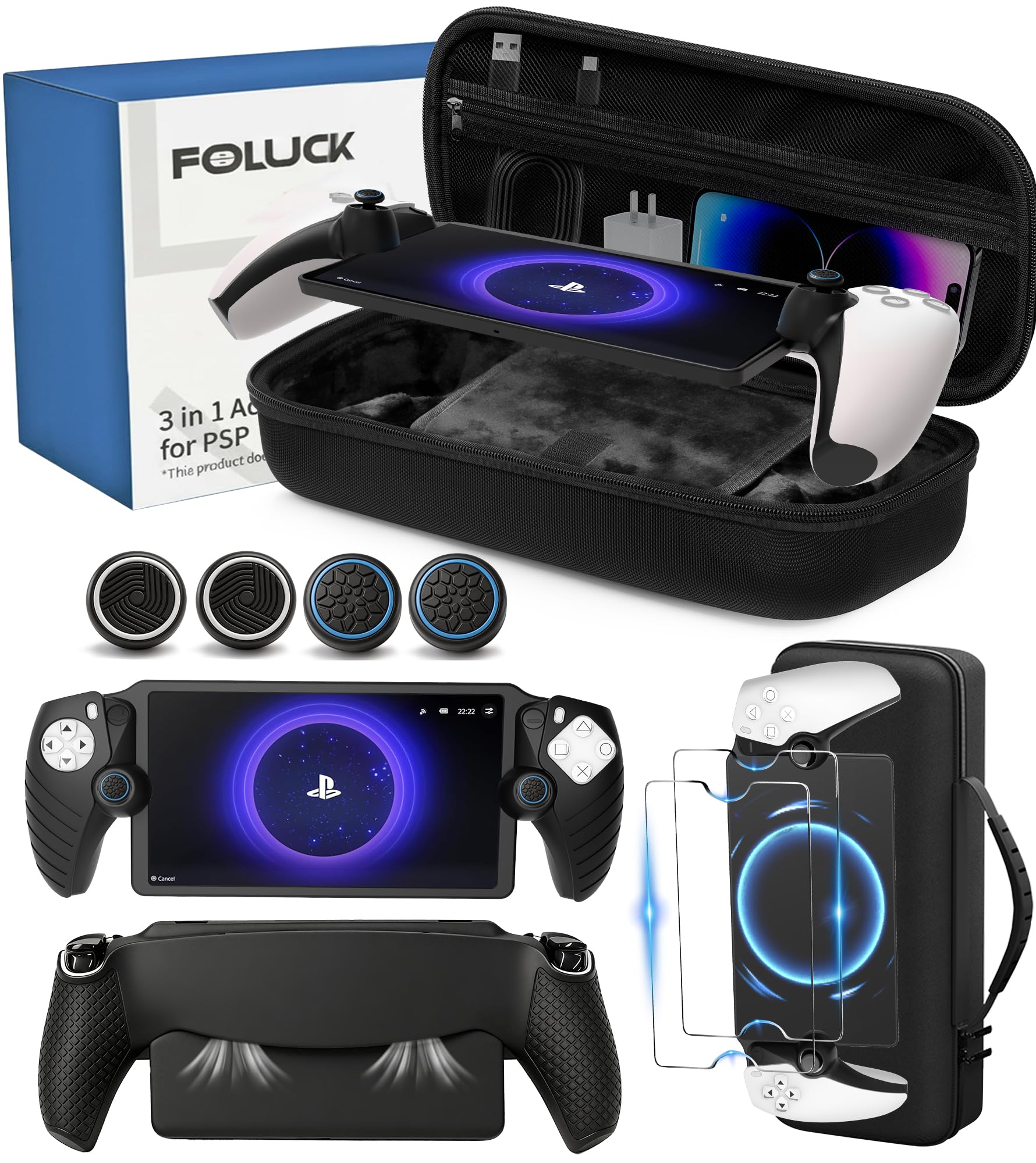 PlayStation Portal PS5 充電器セット　美品 Amazon.com: Foluck 3 in 1 Carrying Case for PlayStation Portal