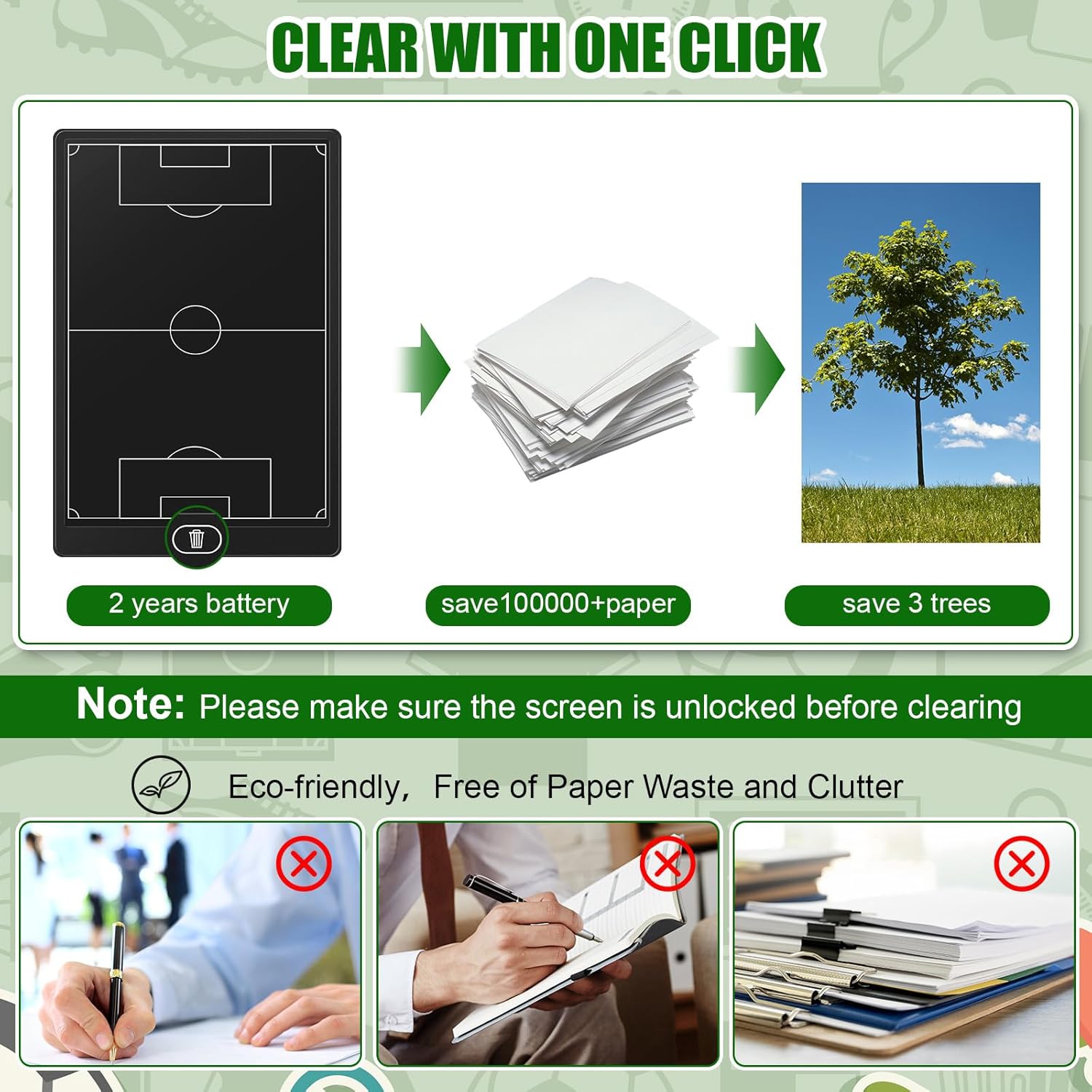 2 Pack 16'' Electronic Soccer Coaching Board LCD with Stylus Lightweight Soccer Training Board for Coaches Reusable Erasable Training Game Tactics Equipment