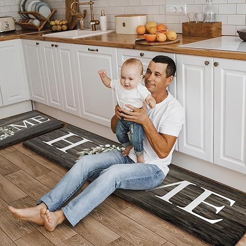 Miniatura 7 de KIMODE Tapete de cocina antifatiga, 2 unidades, antideslizante, impermeable, tapete de cocina de granja para piso, tapete acolchado de espuma cómoda