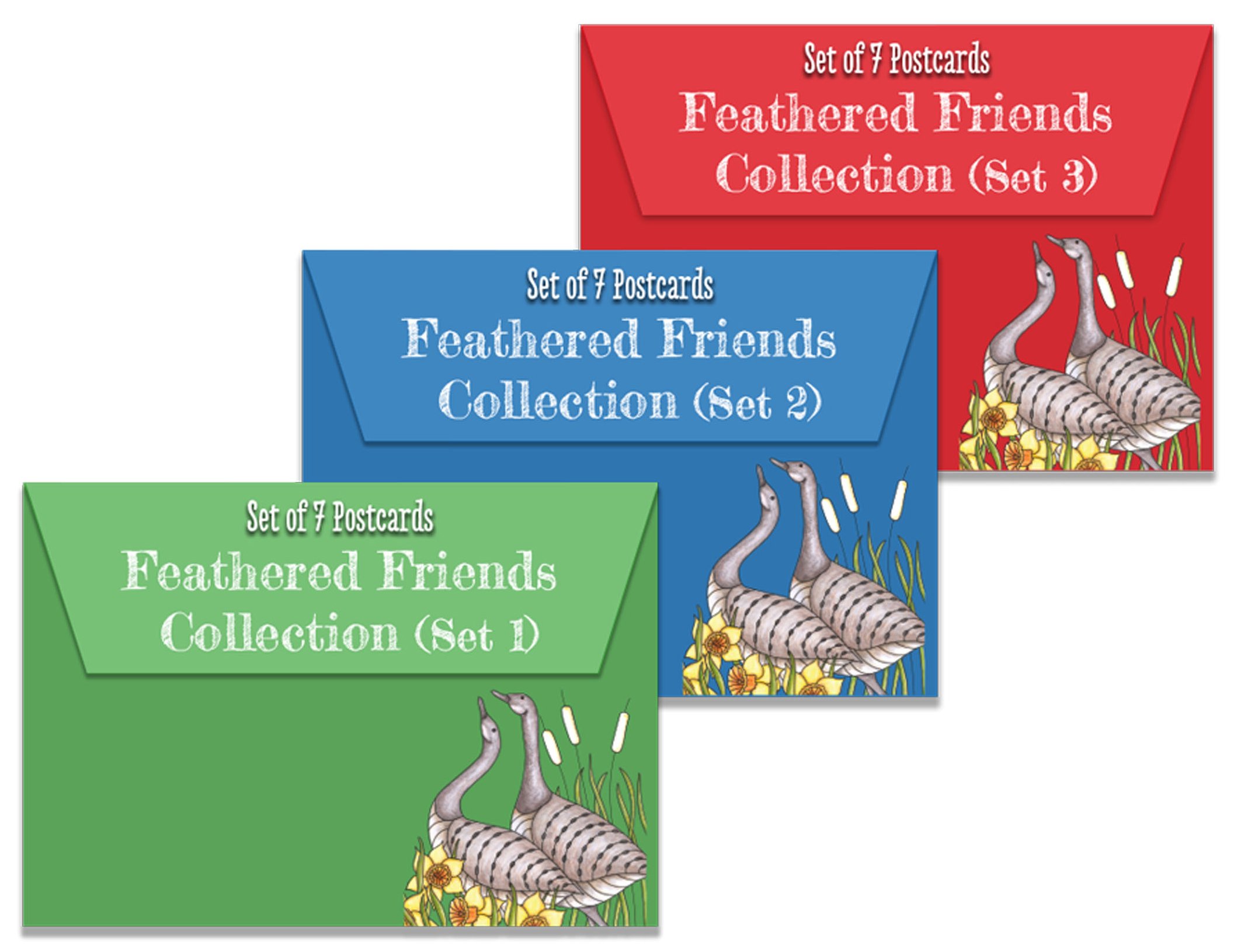 Cartes postales coloriage Claritystamp Amis à Plumes loisir créatif adulte