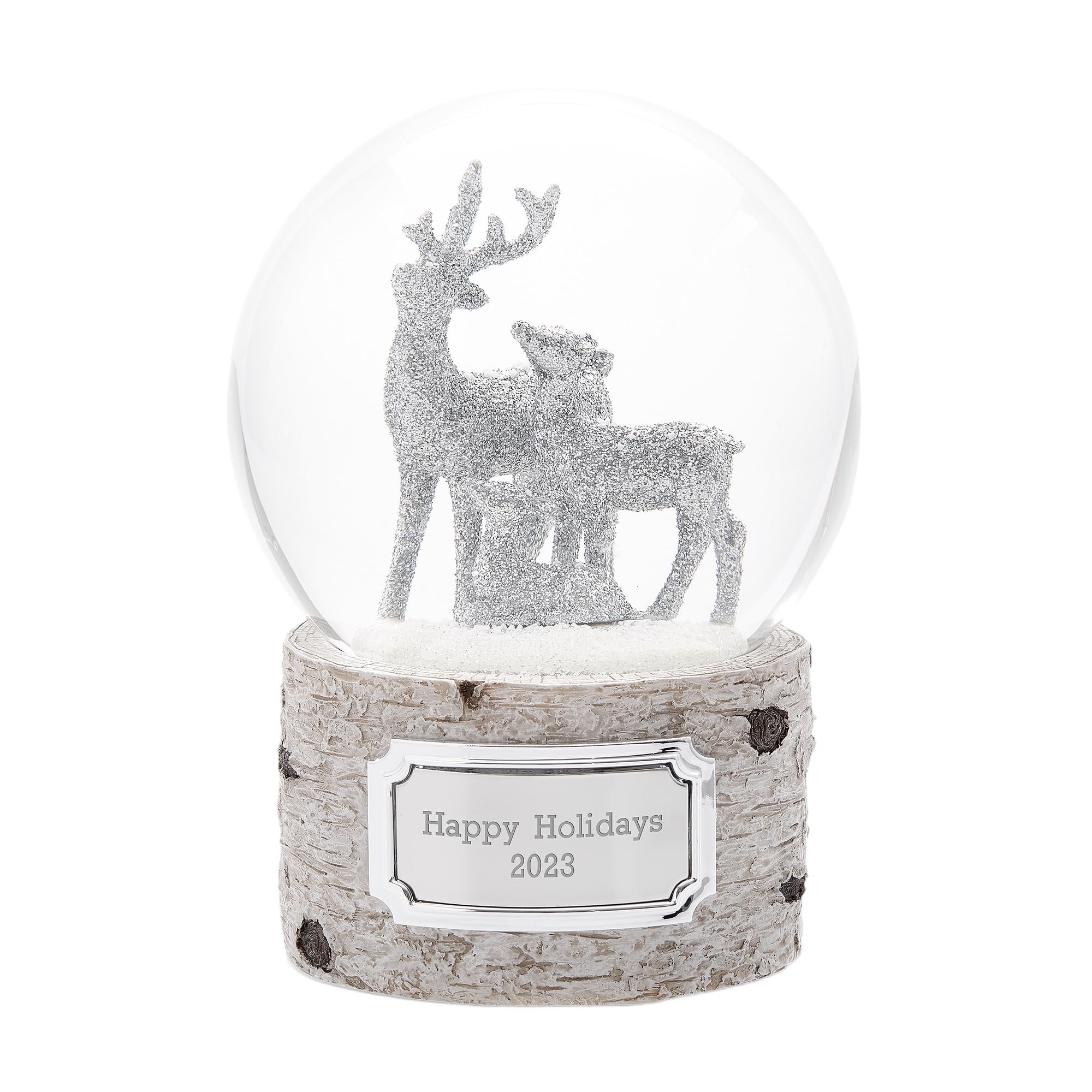 THINGS REMEMBERED Personalized Glitter Deer Family Musical Snow Globe, Plays Auld Lang Syne Music, Beutiful and Unique (Free Customization)