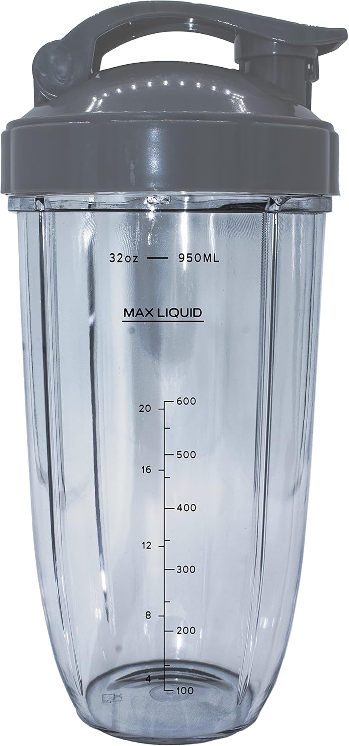Blendin 32 Ounce Colossal Cup Jar with Flip Top To-Go Lid Bundle, Compatible with Nutribullet 600W, 900W, NB-101B, NB-101S, NB-201, NBR-0601, NBR-1201, NB9-1301, 900 Pro Series Blenders Blendin 32 Ounce Colossal Cup Jar with Flip Top To-Go Lid Bundle, Compatible with Nutribullet 600W, 900W, NB-101B, NB-101S, NB-201, NBR-0601, NBR-1201, NB9-1301, 900 Pro Series Blenders