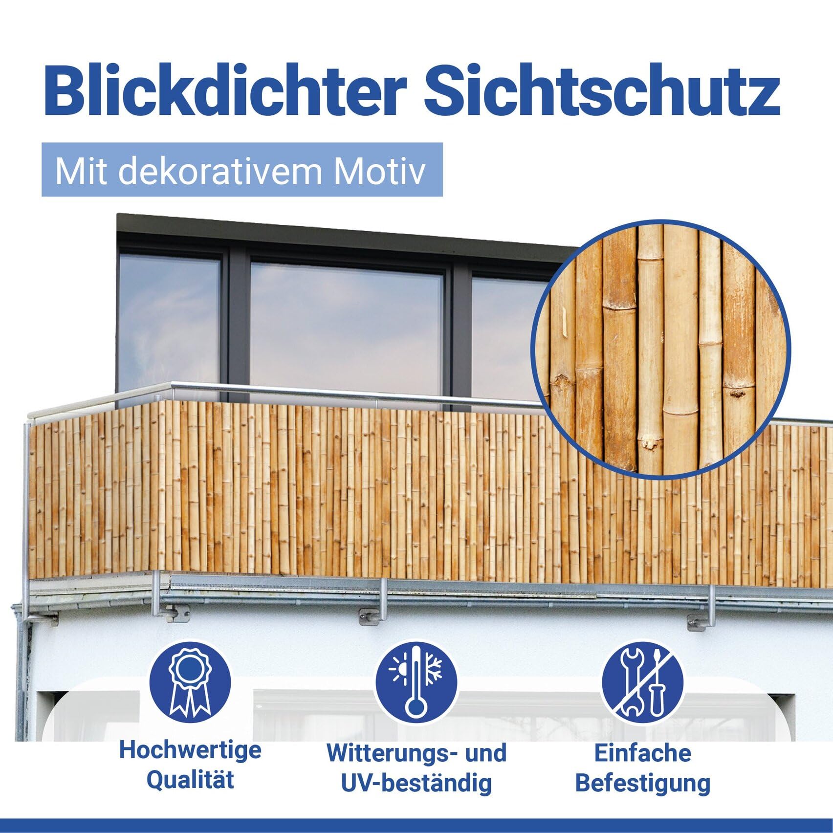 Maximex Pare-vue pour Balcon 5m x 85cm, Protège la Sphère Privée, à l'abri du Vent, Résistant aux UV et aux Intempéries, Séchage Rapide, Résistant à la Déchirure, Renforcé de Fibres de Verre