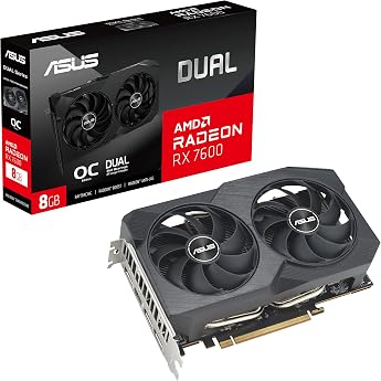 ASUS Dual Radeon RX 7600 V2 OC Edition 8GB GDDR6 Gaming Graphics Card AMD Radeon RX7600 PCIe 4.0 1x HDMI 2.1 3X DisplayPort 1.4a DUAL-RX7600-O8G-V2