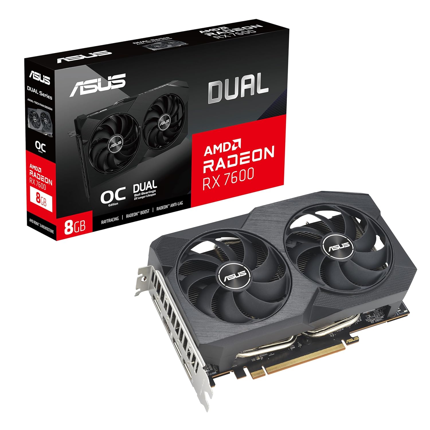 ASUS Dual Radeon Rx 7600 V2 Oc Edition 8Gb Gddr6 Graphics Card (Pcie 4.0, 8Gb Gddr6, Hdmi 2.1, Displayport 1.4A, 2.5-Slot Design, Axial-Tech Fans, Gpu Tweak Iii) – Pci_E_X16 ASUS Dual Radeon Rx 7600 V2 Oc Edition 8Gb Gddr6 Graphics Card (Pcie 4.0, 8Gb Gddr6, Hdmi 2.1, Displayport 1.4A, 2.5-Slot Design, Axial-Tech Fans, Gpu Tweak Iii) – Pci_E_X16