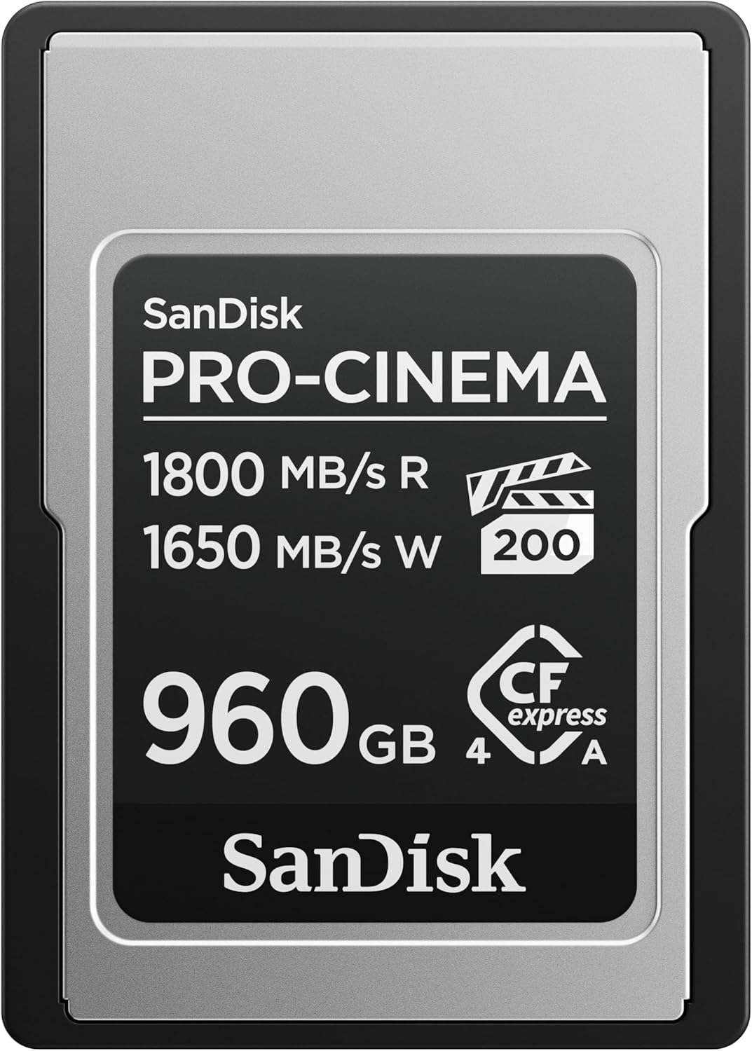 SanDisk 960GB PRO-Cinema CFexpress Type A Card - Up to 1800MB/s Read Speeds & Up to 1650MB/s Write Speed, Type A Memory Card, 4K/6K/8K Video Capture - SDCFEA-960G-GN4NN Black 960GB