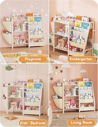 Miniatura 8 de B3 - Estantería infantil y almacenamiento de juguetes, estante para libros para habitaciones de niños, estantería infantil para espacios pequeños,