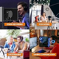 Vista 4 de Escudo de aislamiento de micrófono de grabación de estudio con filtro pop y soporte de trípode de metal, micrófono de estudio a PC, portátil, SWK5