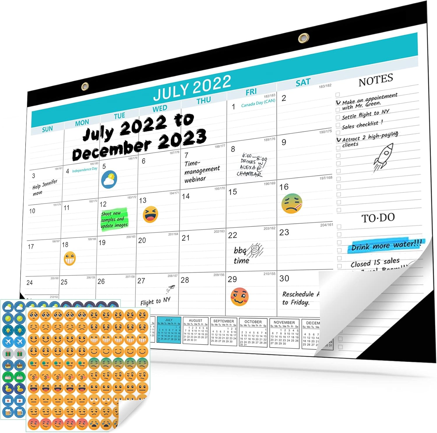 Desk Calendar 2022 September 2022 Dec 2023,17" x 12