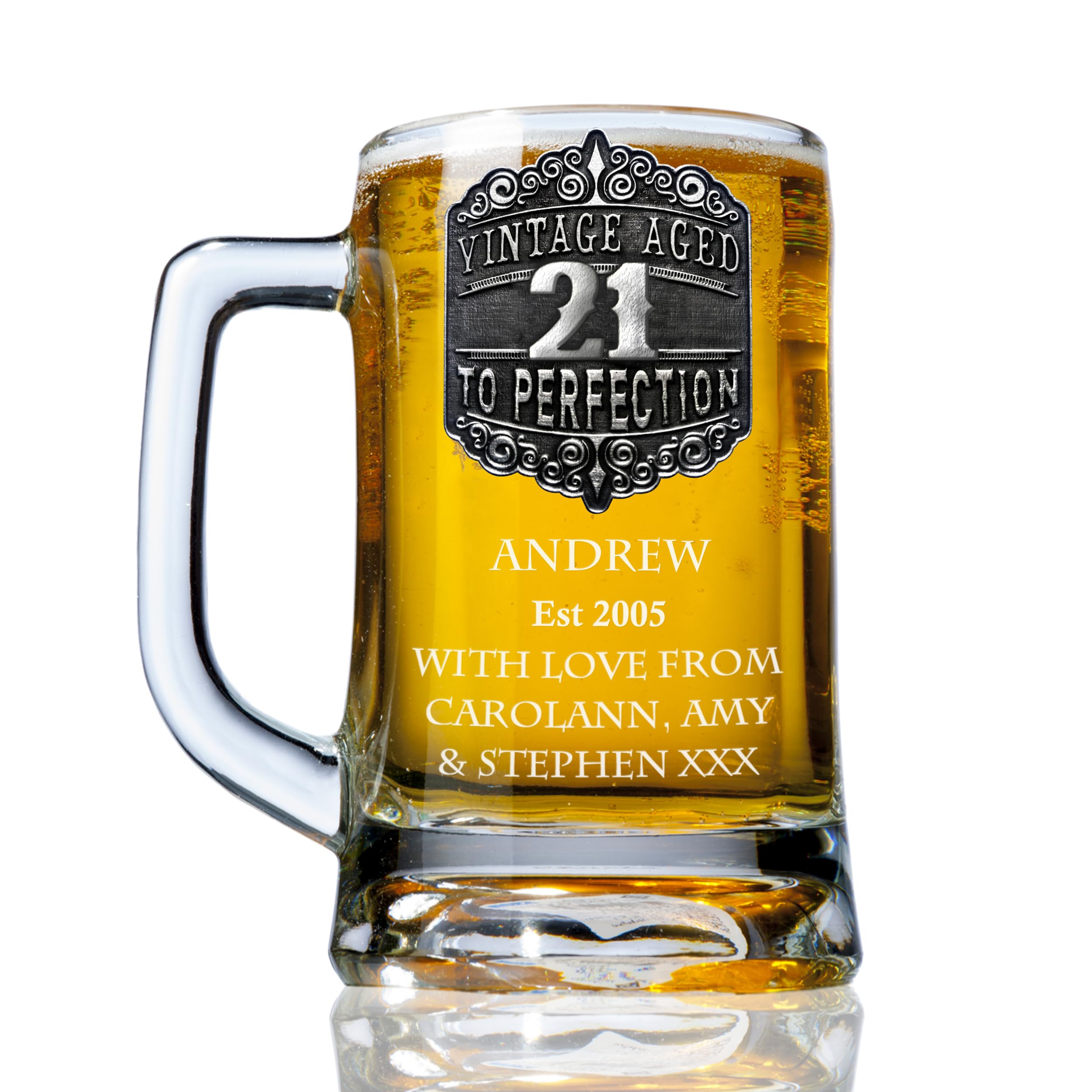 De Walden Men’s 21st Birthday Engraved Pewter Vintage Beer Glass Tankard