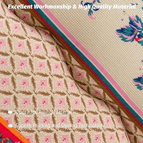 Miniatura 7 de MAXYOYO Colchón de suelo bohemio retro vintage floral japonés futón colchón enrollable grueso cama portátil camping tumbona de suelo, sofá cama,