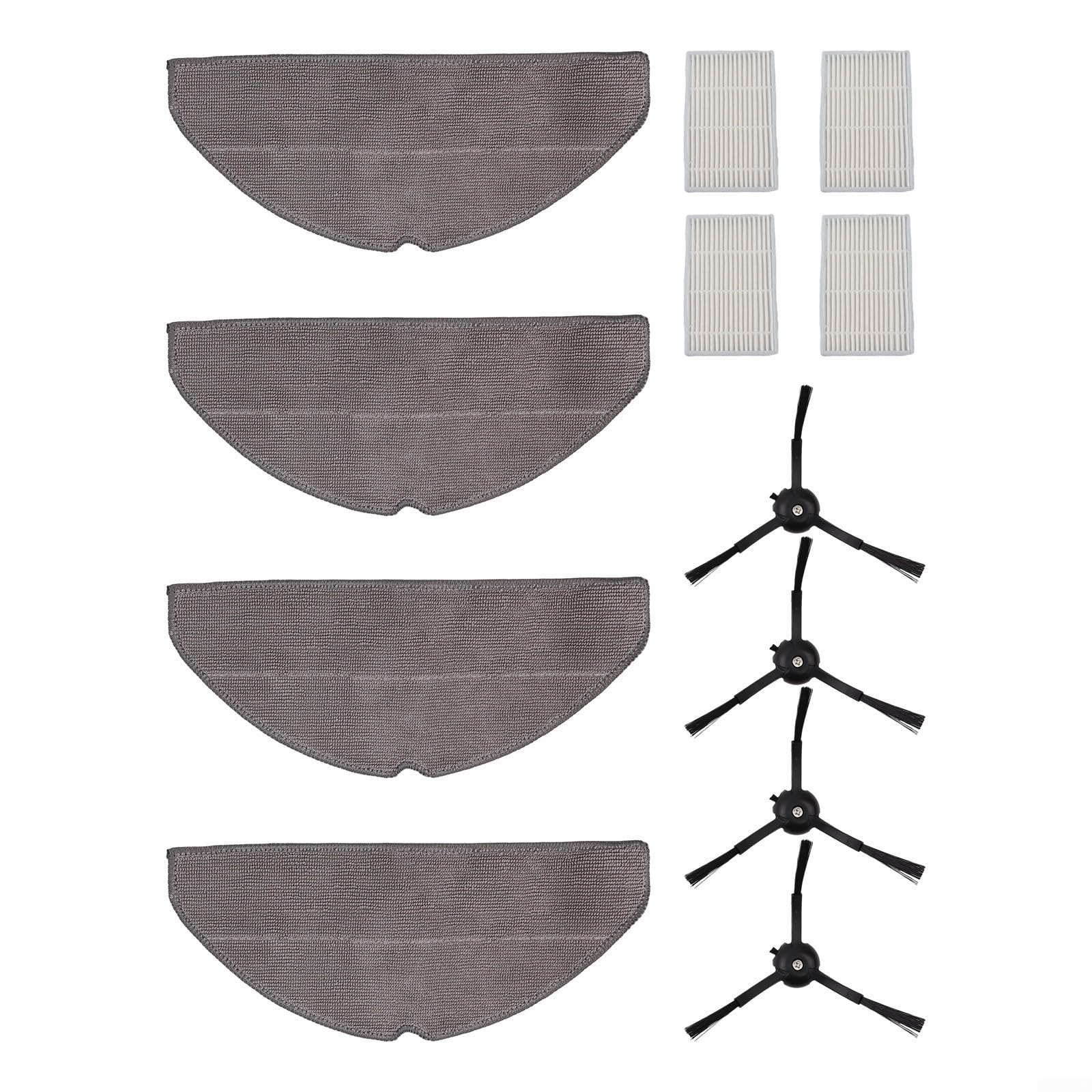 12-delige reserveonderdelen voor Tapo RV30 Max / RV30 Max Plus / RV20 Max / RV20 Max Plus robotstofzuiger, inclusief 4 HEPA-filters, 4 franjes en 4 zijborstels (A