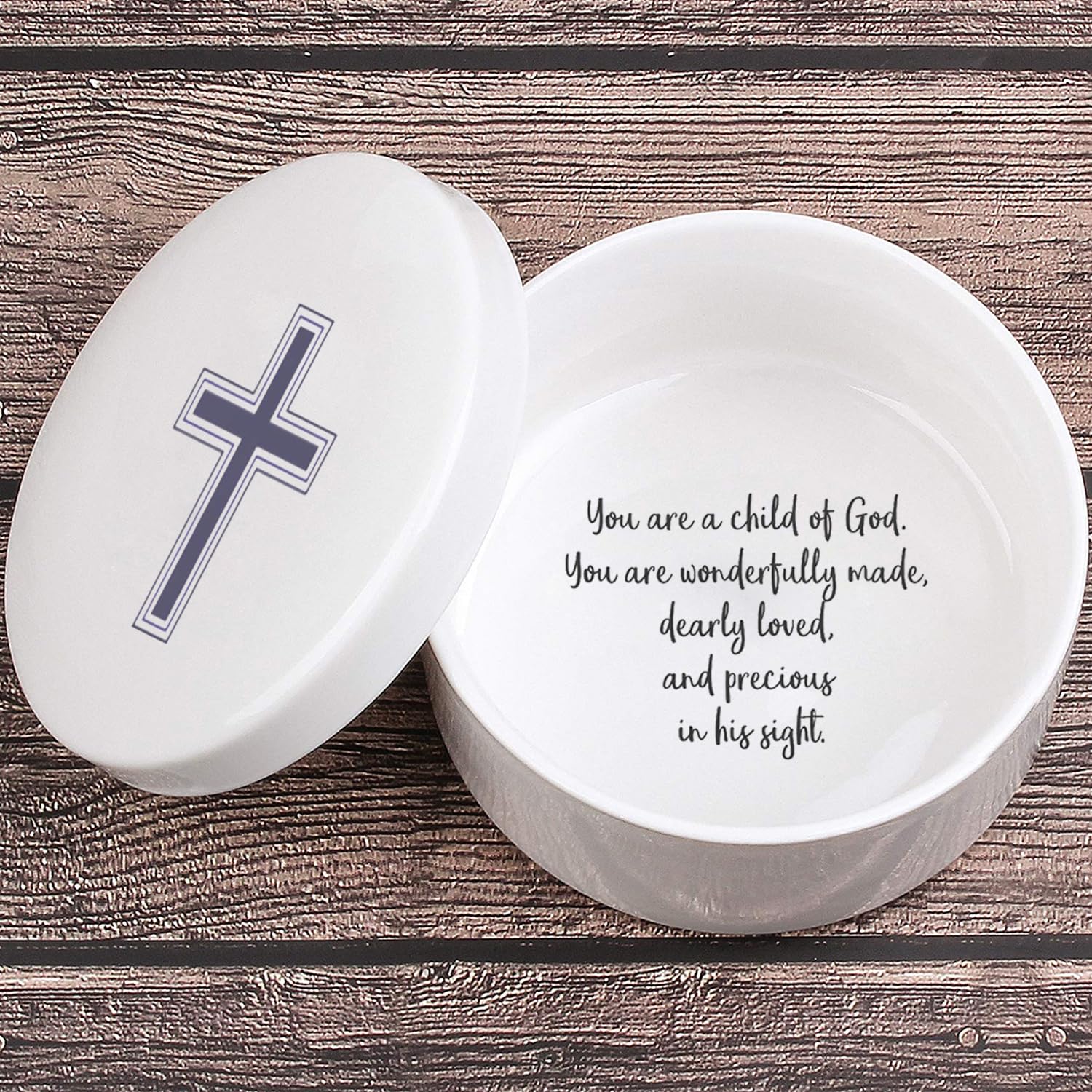 Keepsake First Communion for Girls Boys, Baptism Precious Moments, Jewelry Ceramic Box Plays Child of God, Godchild Birthday Kids Child, Godparent Christmas Gift, Christening Gift and Baby Shower