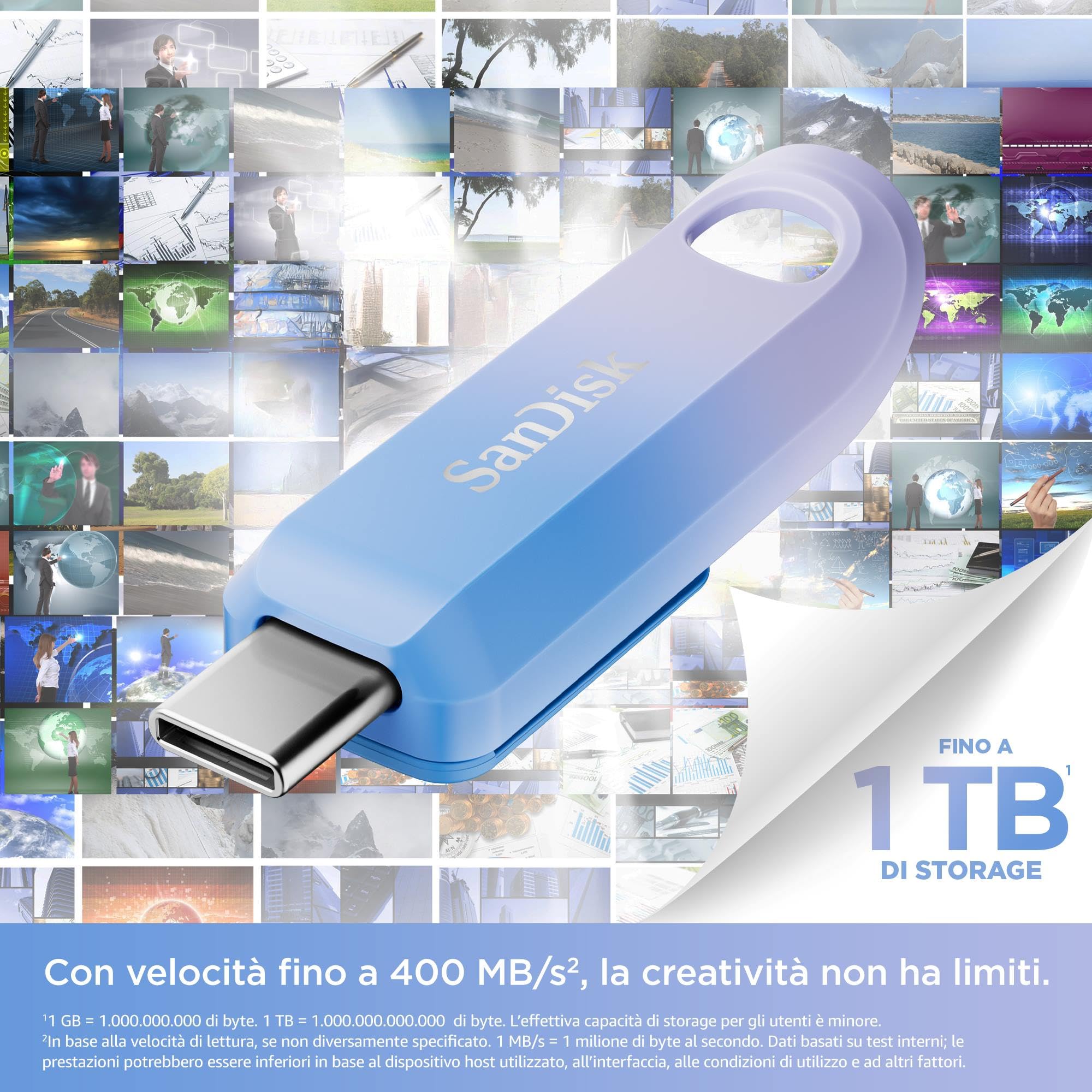 SanDisk Creator USB Type-C 1TB - Velocità 400MB/s Backup Automatizzato - Dettaglio