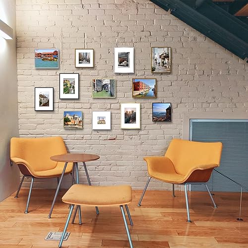 Miniatura 2 de Golden State Art - Portarretratos de aluminio de 9 x 12 pulgadas - con paspartú para fotos de 6 x 8 pulgadas o sin paspartú para fotos de 9 x 12 -