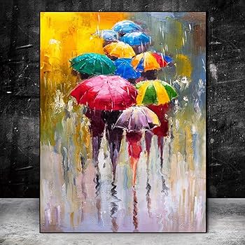 Amazon.co.jp: 雨の中の風景油絵キャンバスに印刷現代の肖像画 Amazon.co.jp: 雨の中の風景油絵キャンバスに印刷現代の肖像画