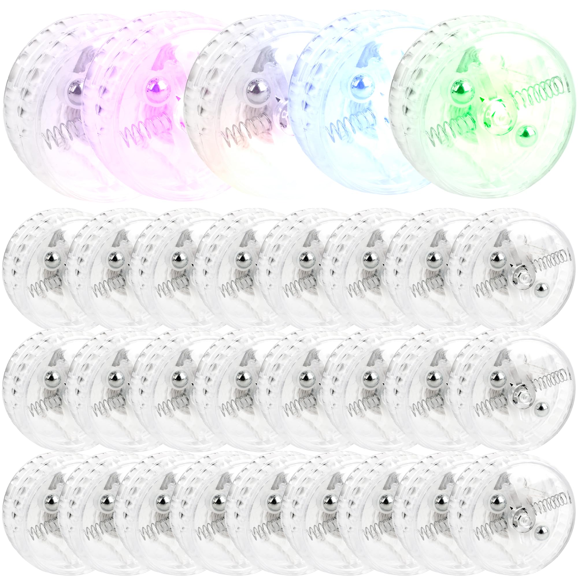 30 Pcs Light up Yo Yo Bulk Clear LED Responsive Yo Yo Plastic Responsive Bearing Balls for Beginner Level Kids Birthday Christmas Stocking Stuffers