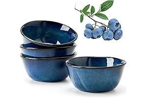 Wavy Shape, 6 Inch Ceramic Soup Bowls Set of 4, 23.7 Fl...