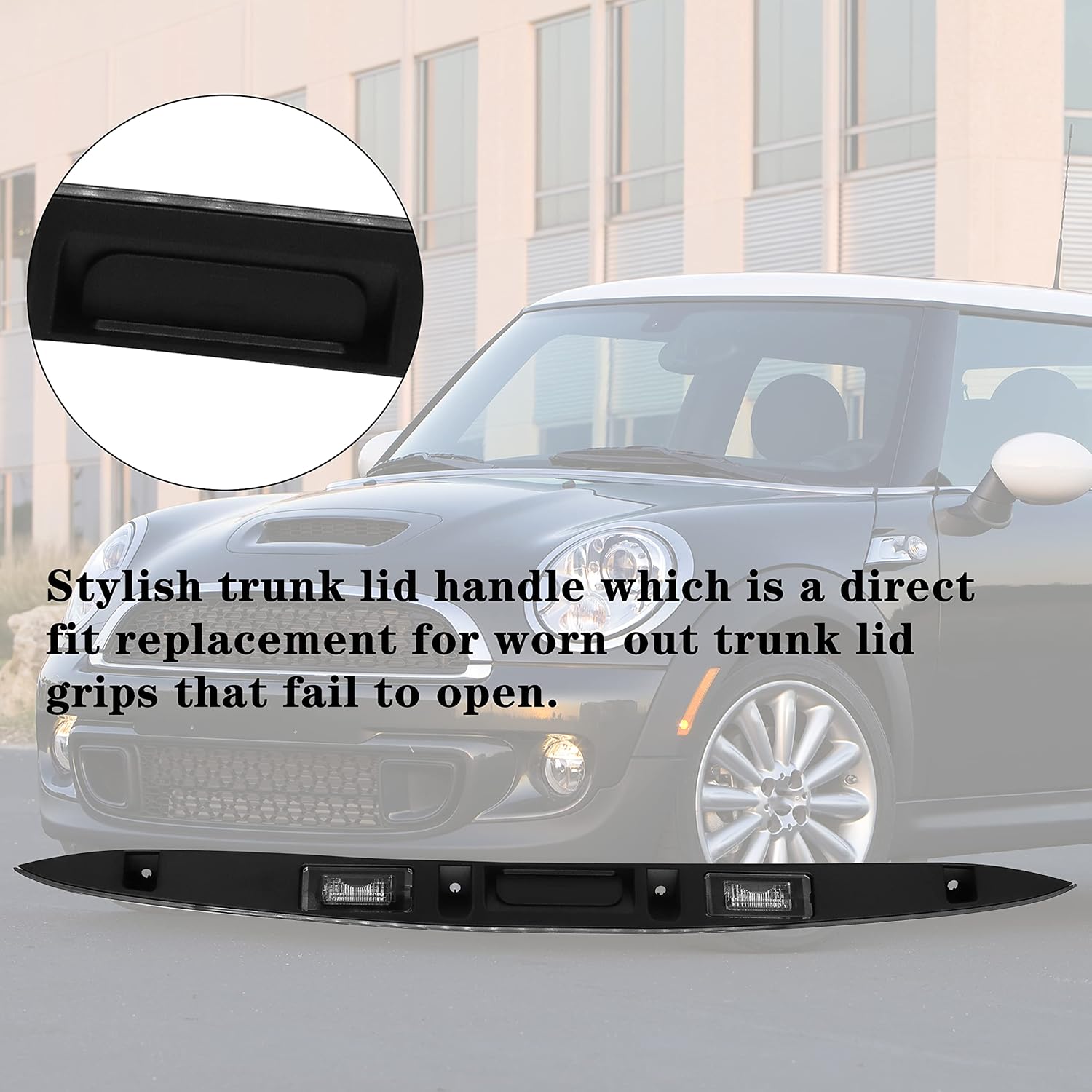 Black Rear Hatch Trunk Handle with Lamp 51132753602 For R56 R57 R58 R59 R60 R61 Series 2007-2015 Mini Cooper Roadster Convertible Coupe S JCW Tailgate Liftgate Pull Handle Backhatch Release Handle.…