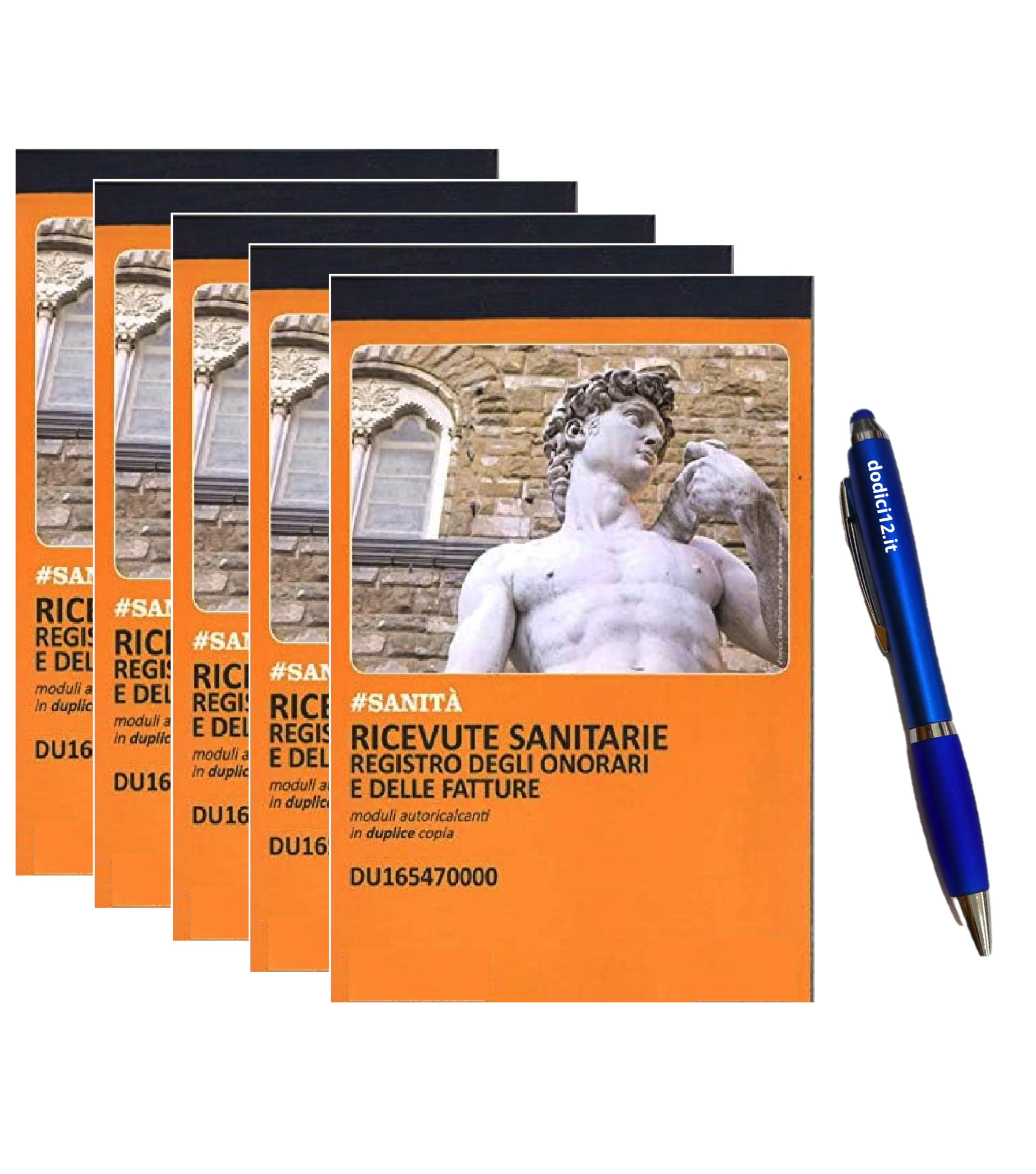 Blocchi Ricevute Sanitarie A5 - 2 Copie Autoricalcanti - 50 Moduli Duplice Copia - Bollettario Fatture Sanitarie Non Numerate Dodici12