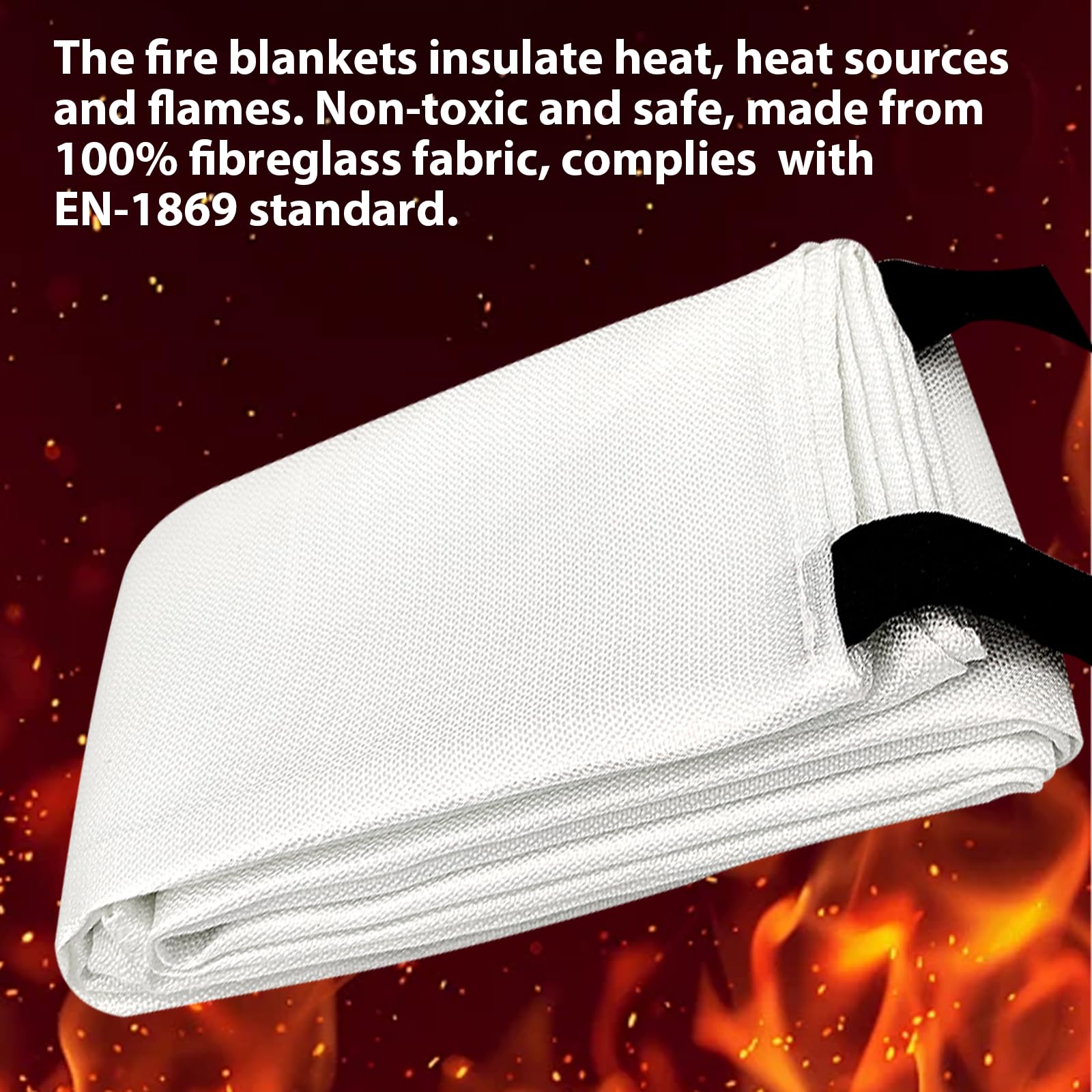 Couverture anti-feu : 3 pièces 100 x 100 cm Couverture anti-incendie de cuisine, couverture anti-incendie en fibre de verre, pour la maison incendie de graisse feux de graisse, bureaux, garages