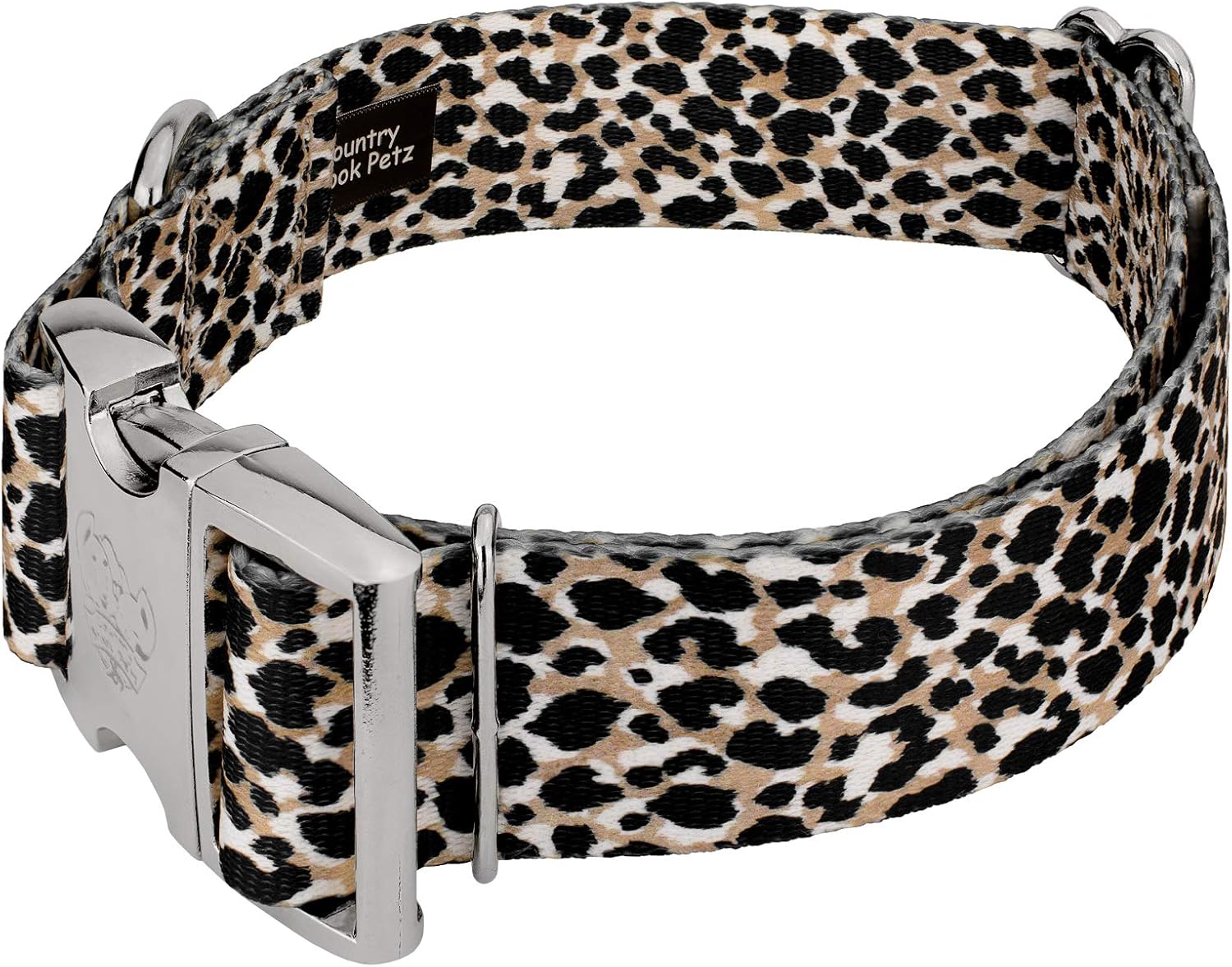 Country Brook Petz - HossFit Jr Wide Premium Dog Collar - Animal Print Collection Featuring Wild Designs (Cheetah, Medium)