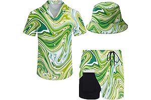 2-Piece Hawaiian Vibe Shirt and Shorts Set for Men with Beach Hat