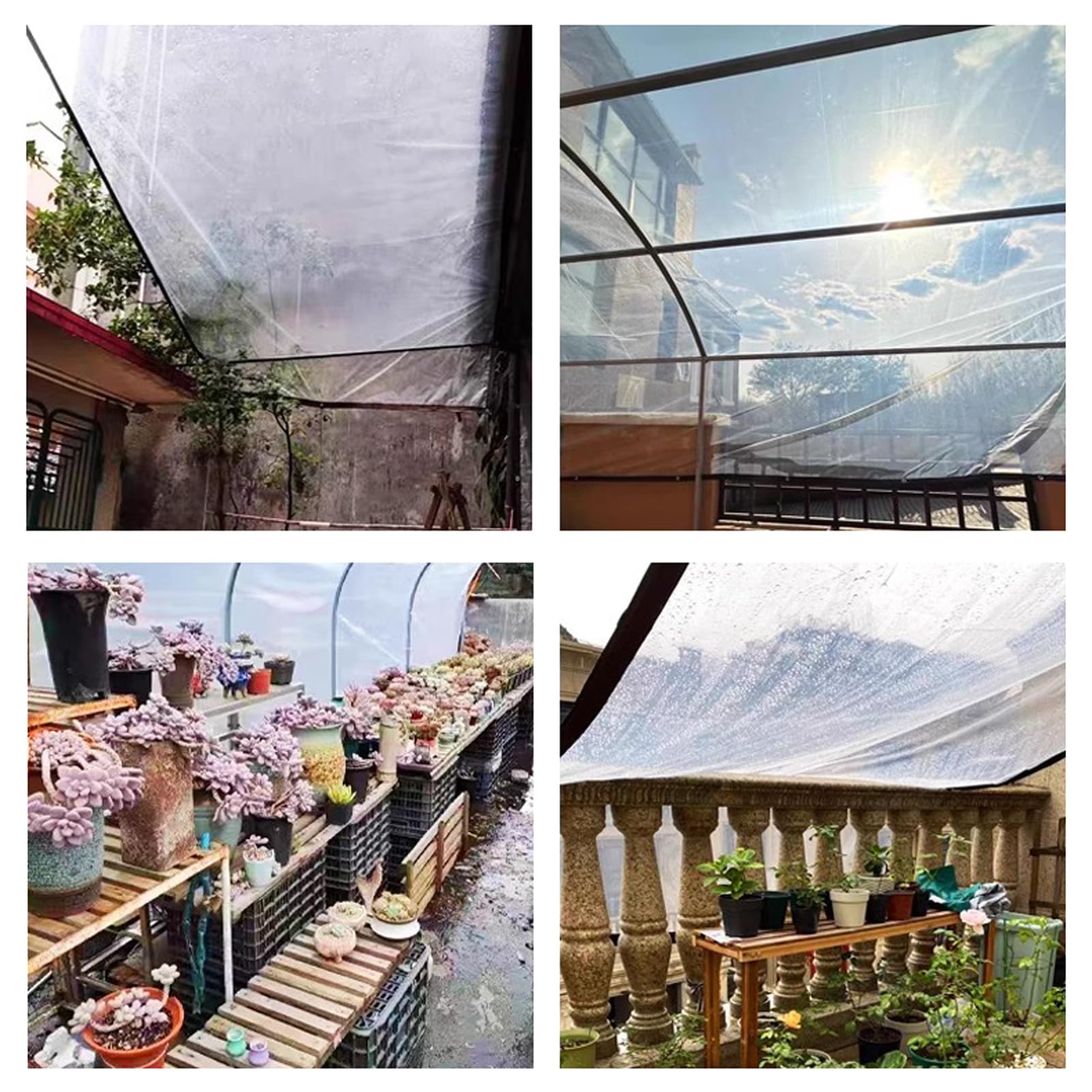 Abdeckplane Wasserdicht 8x2m, Plane Transparent Mit Ösen, Kunststoffplane Durchsichtig, wasserdichte Gewebeplane, Outdoor Schutzplane, Regenschutz Reißfeste