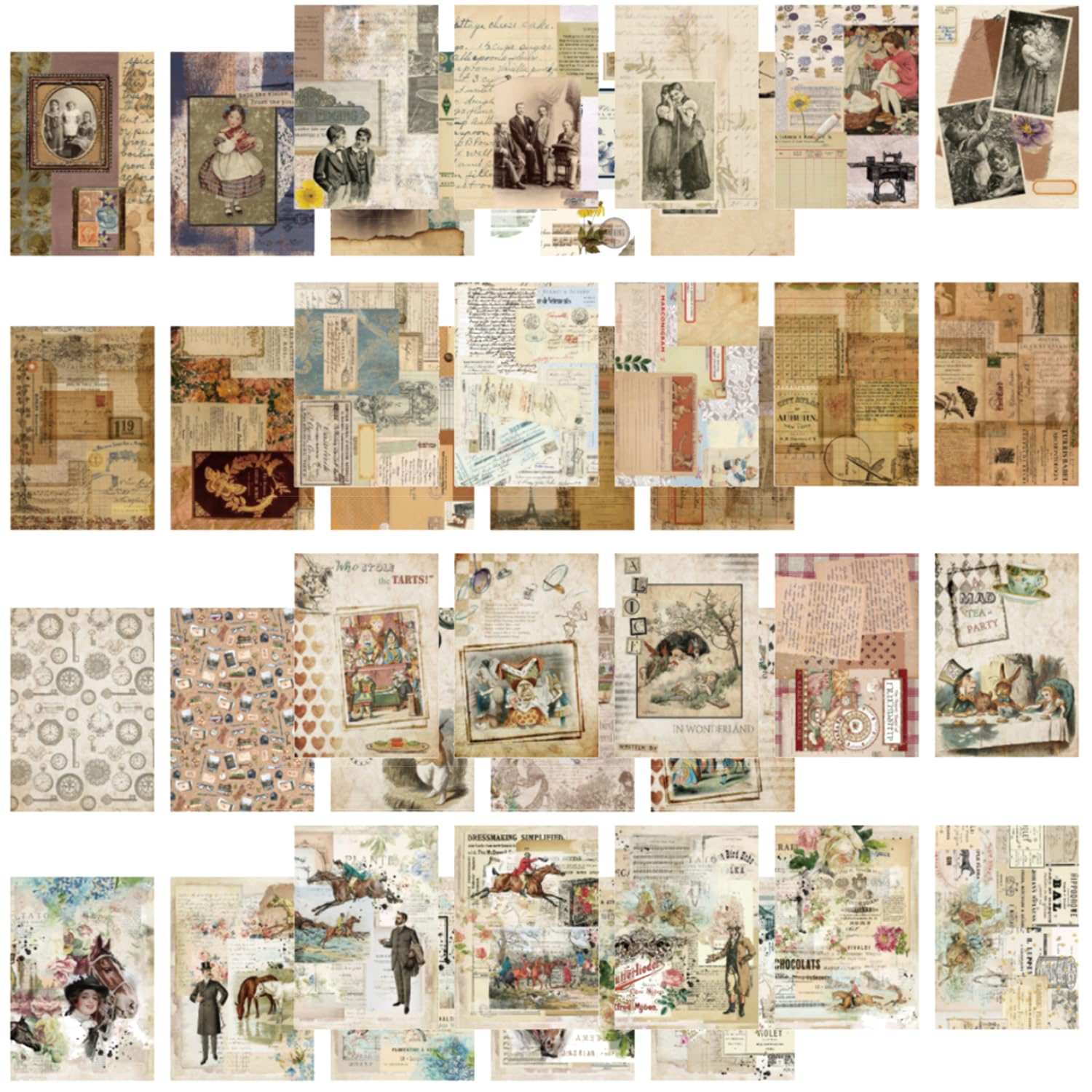 Large Size Deco Papers for Scrapbooking, 7.3*5.1in 80 Pcs Vintage Decoupage Paper Junk Journal Supplies, Medieval Ephemera Paper for Diary Room Decor Wall Art Collage Album (SetA)