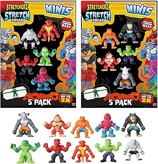 HOT BARGAINS Pack of 5 Mini Stretchy Monster Figures Gift Set (Stretches 3 Times The Size) Jump & start your Assorted Stretch Squad collection for Party Bag Fillers, Birthday