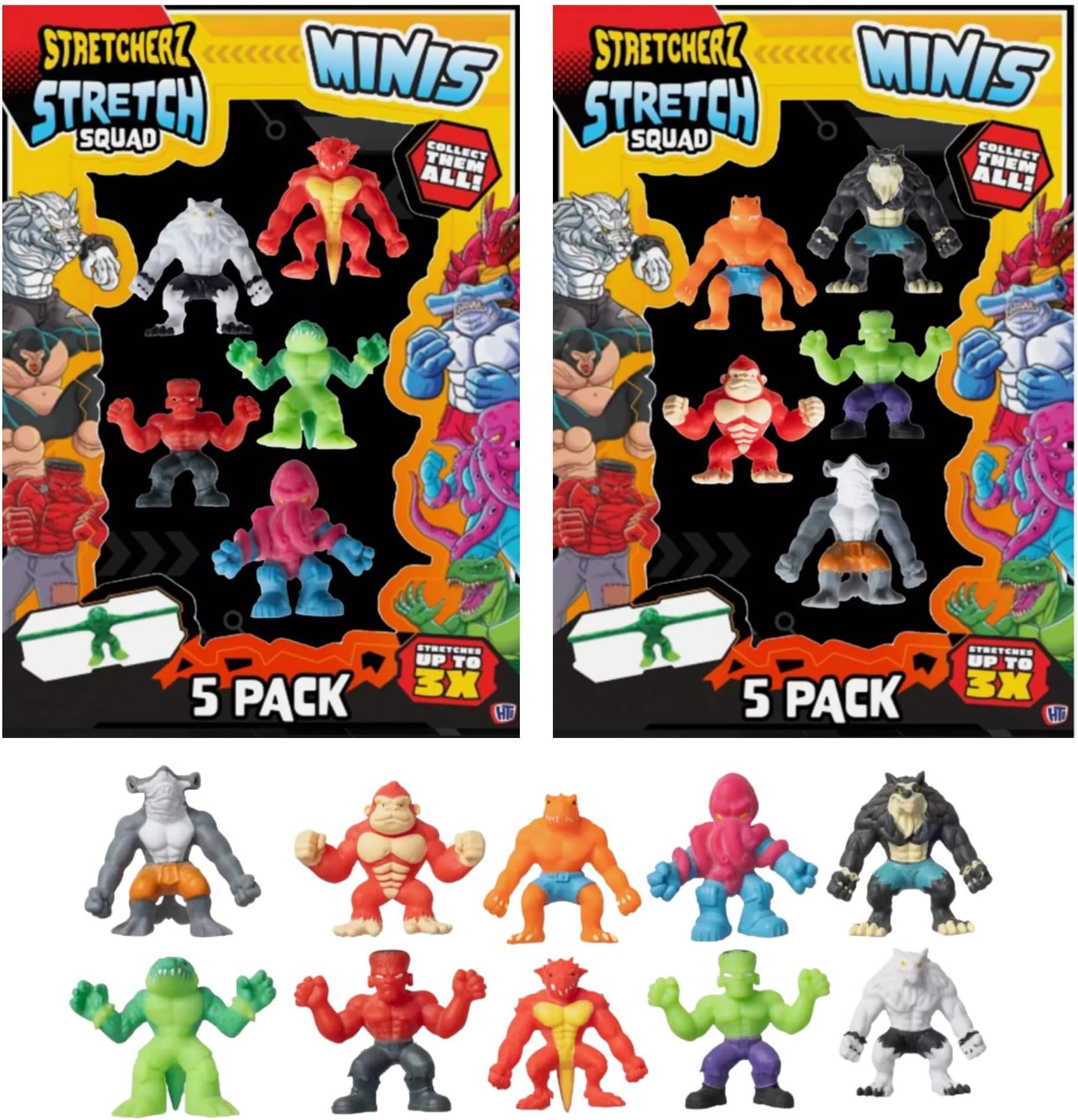 HOT BARGAINS Pack of 5 Mini Stretchy Monster Figures Gift Set (Stretches 3 Times The Size) Jump & start your Assorted Stretch Squad collection for Party Bag Fillers, Birthday