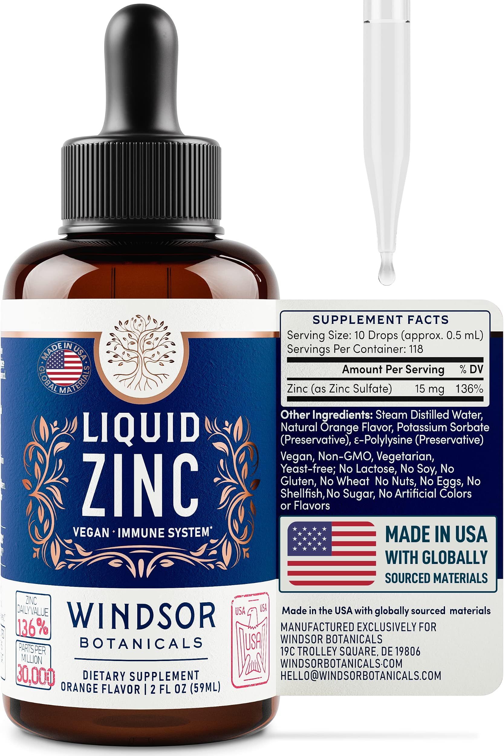 Ionic Liquid Zinc Sulphate Drops - Mineral Immune Support Liquid Zinc Drops Supplement - Rapidly Absorbed Ultra-Concentrated Liquid Zinc Sulfate Supplements for Adults - 4-Month, 2oz Zinc Liquid