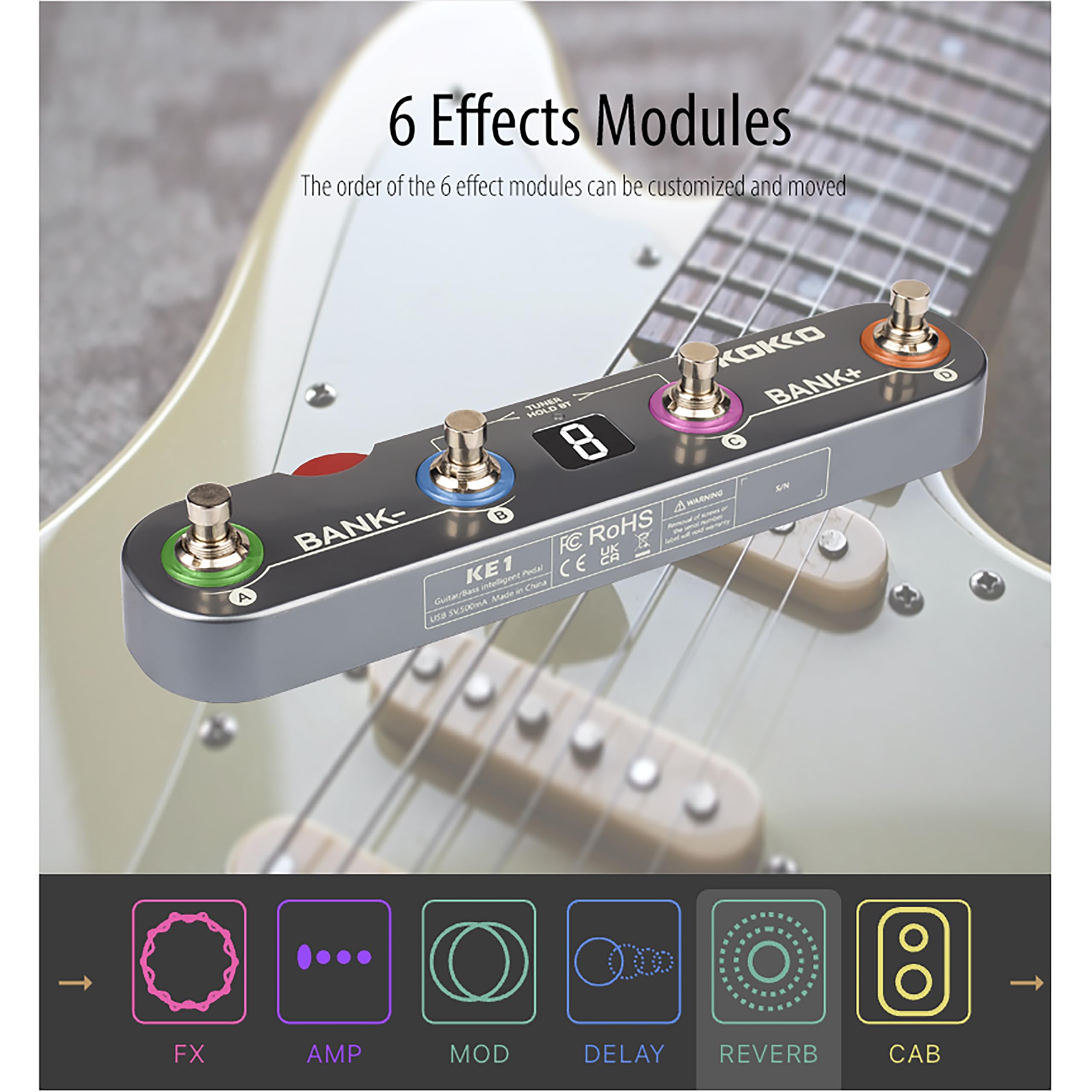 Amazon.com: KE1 Multi-Effects Guitar Effects Pedal with 36 Custom