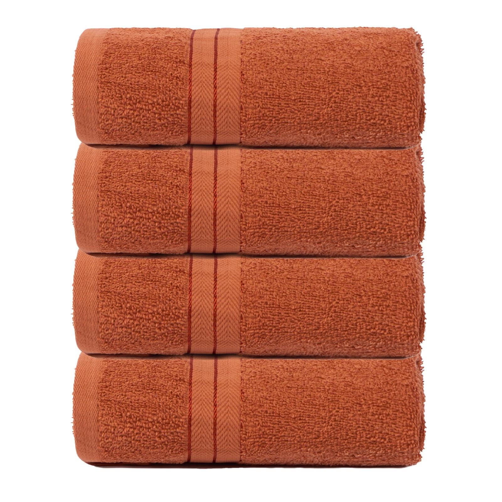 Brentfords Burnt Orange 100% Cotton Hand Towels Super Soft Feel Small Towels Highly Absorbent Kitchen Bathroom Towels Set Homeware Essentials Towel, 4 Piece