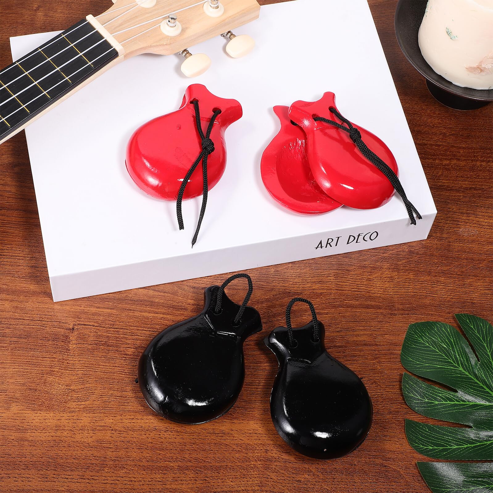 Nacchere Per Bambini in Legno Set 2 Paia Strumento Musicale Percussione Portatile Regalo Educativo Per Gioco e Apprendimento Musicale Bambini Scuola