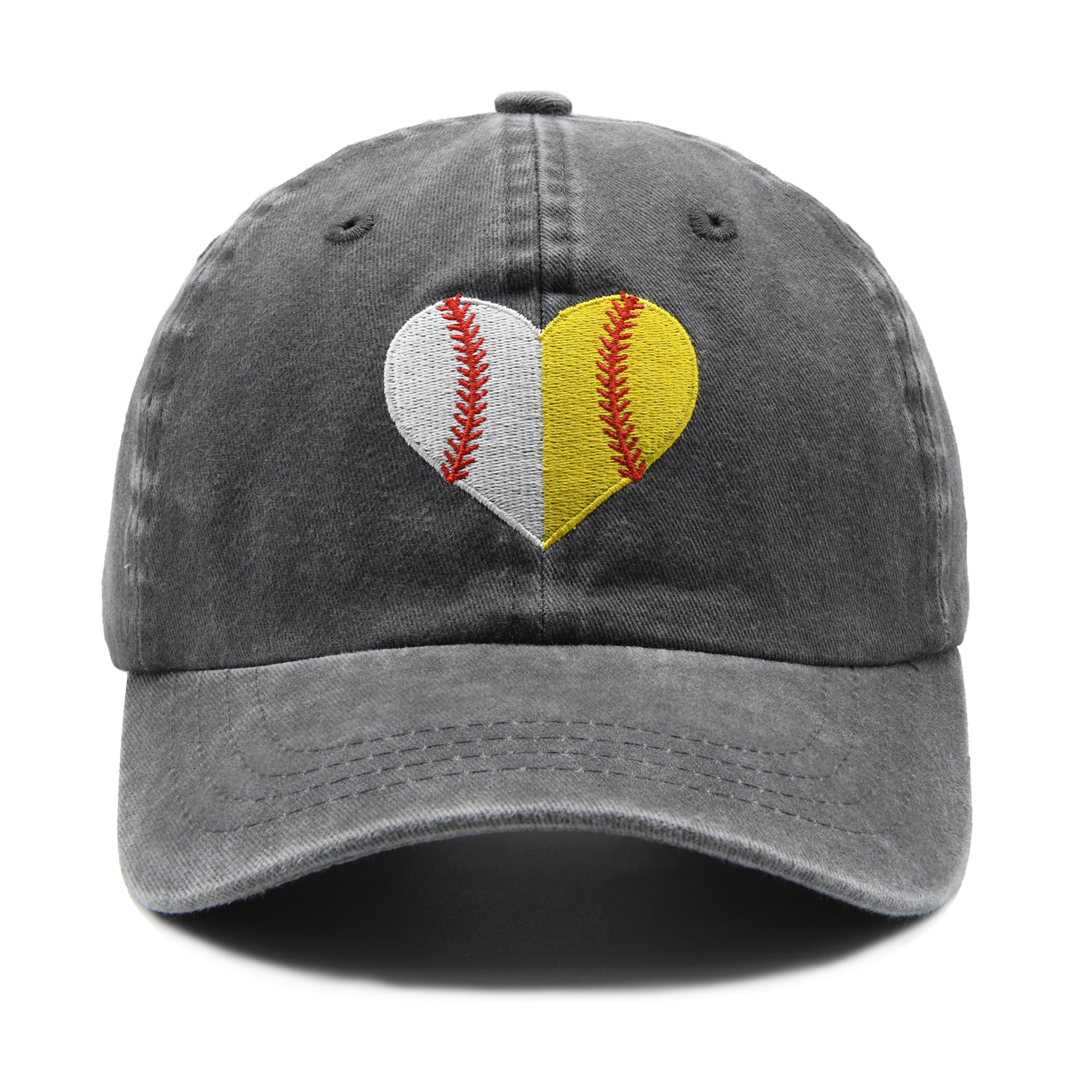 WaldealWomens Heart Ball Hat, Adjustable Embroidered Softball Mom Baseball Mom Cap
