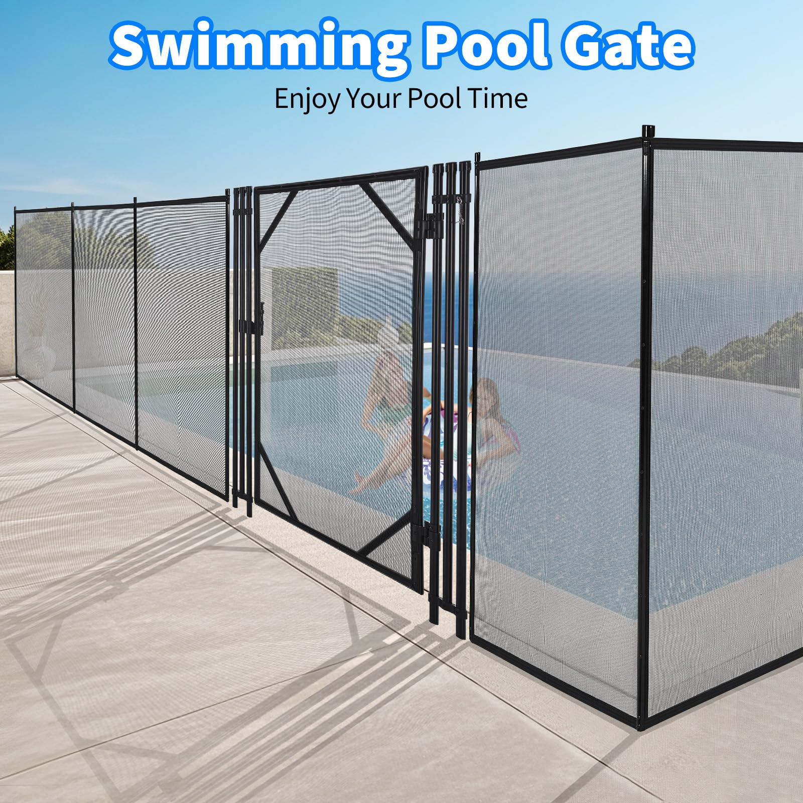 Garvee Barrière De Sécurité Piscine Amovible, Filet Robuste Maille PVC, Cadre Acier Et Aluminium, Installation Facile DIY, Protège Enfants Et Animaux Domestiques